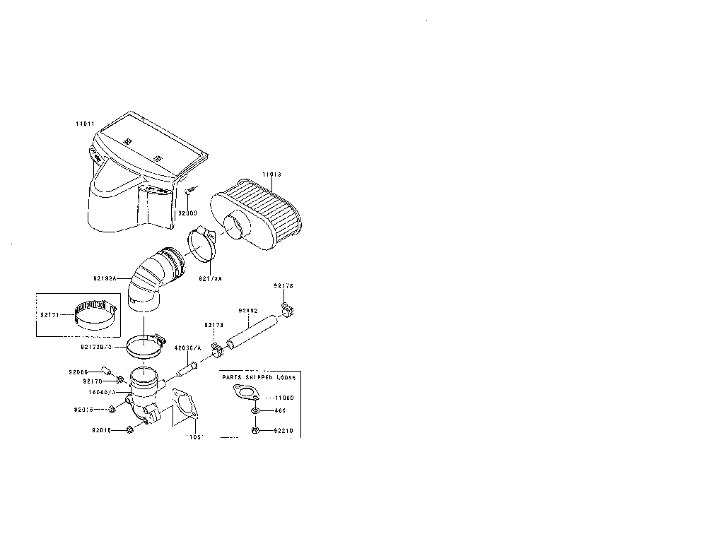 Air filter/muffler Diagram and Parts List for FR730V-BS07  Kawasaki Engine