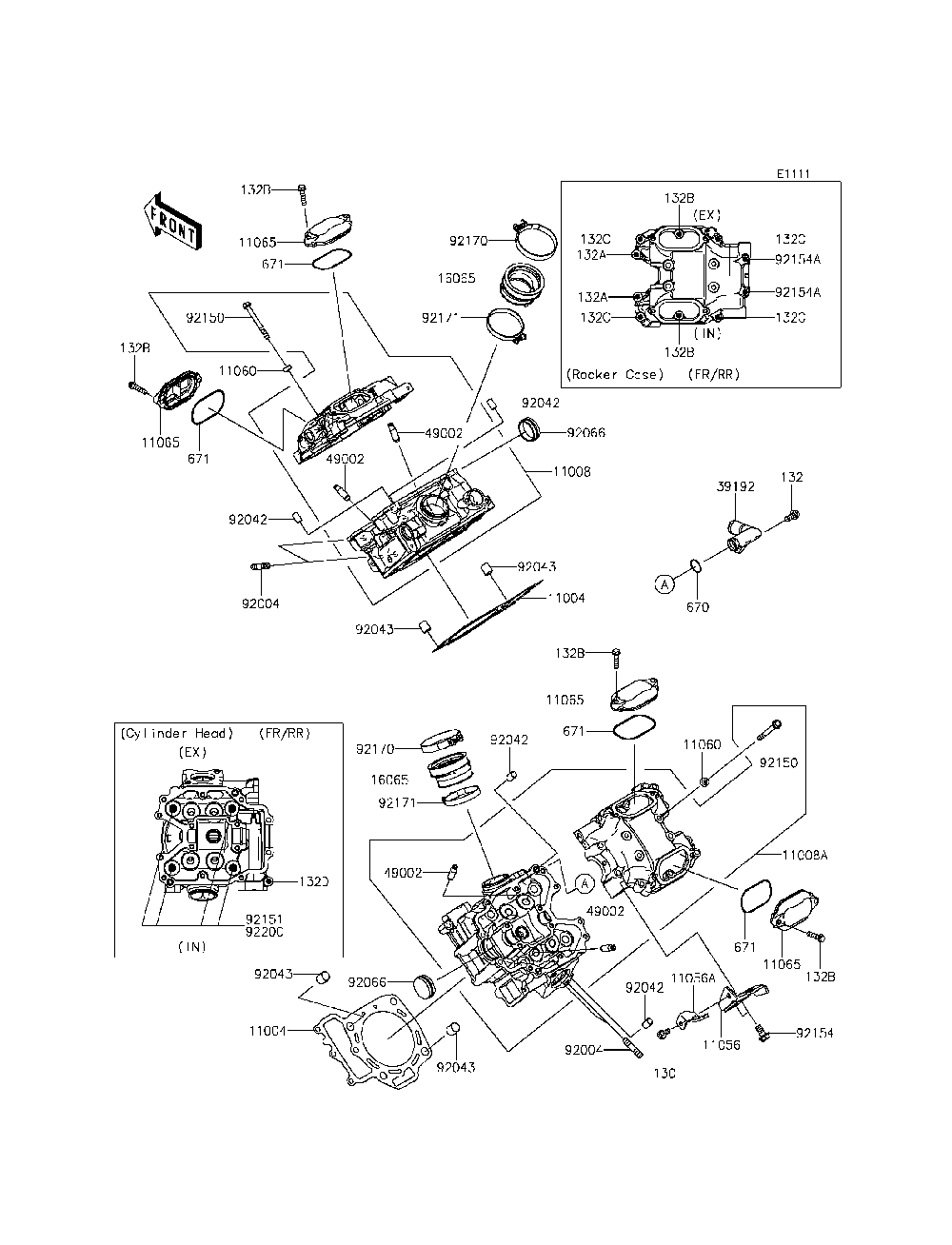 Cylinder Head Diagram and Parts List for KRF800DFF 2015 Kawasaki Lawn Tractor Accessories