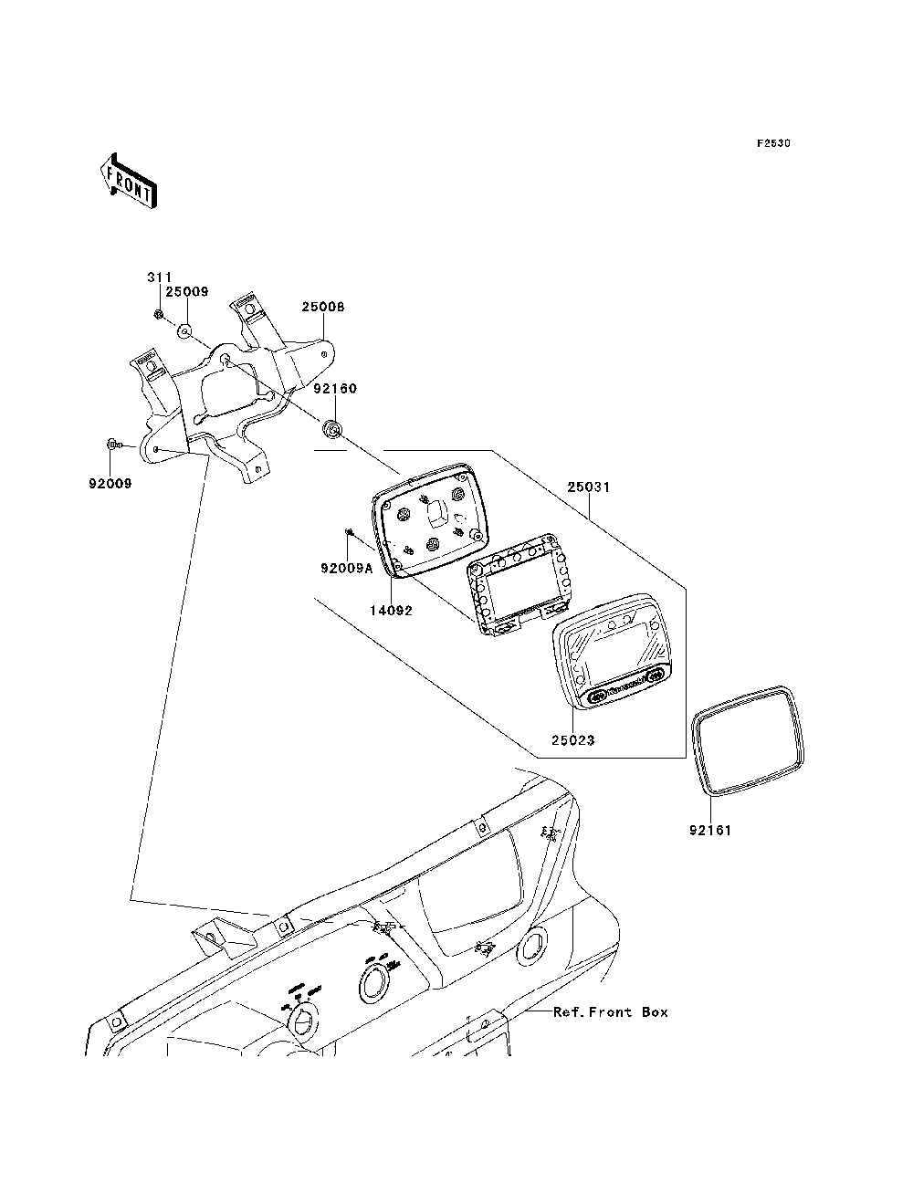 Meter Diagram and Parts List for KRT800BEF 2014 Kawasaki Lawn Tractor Accessories
