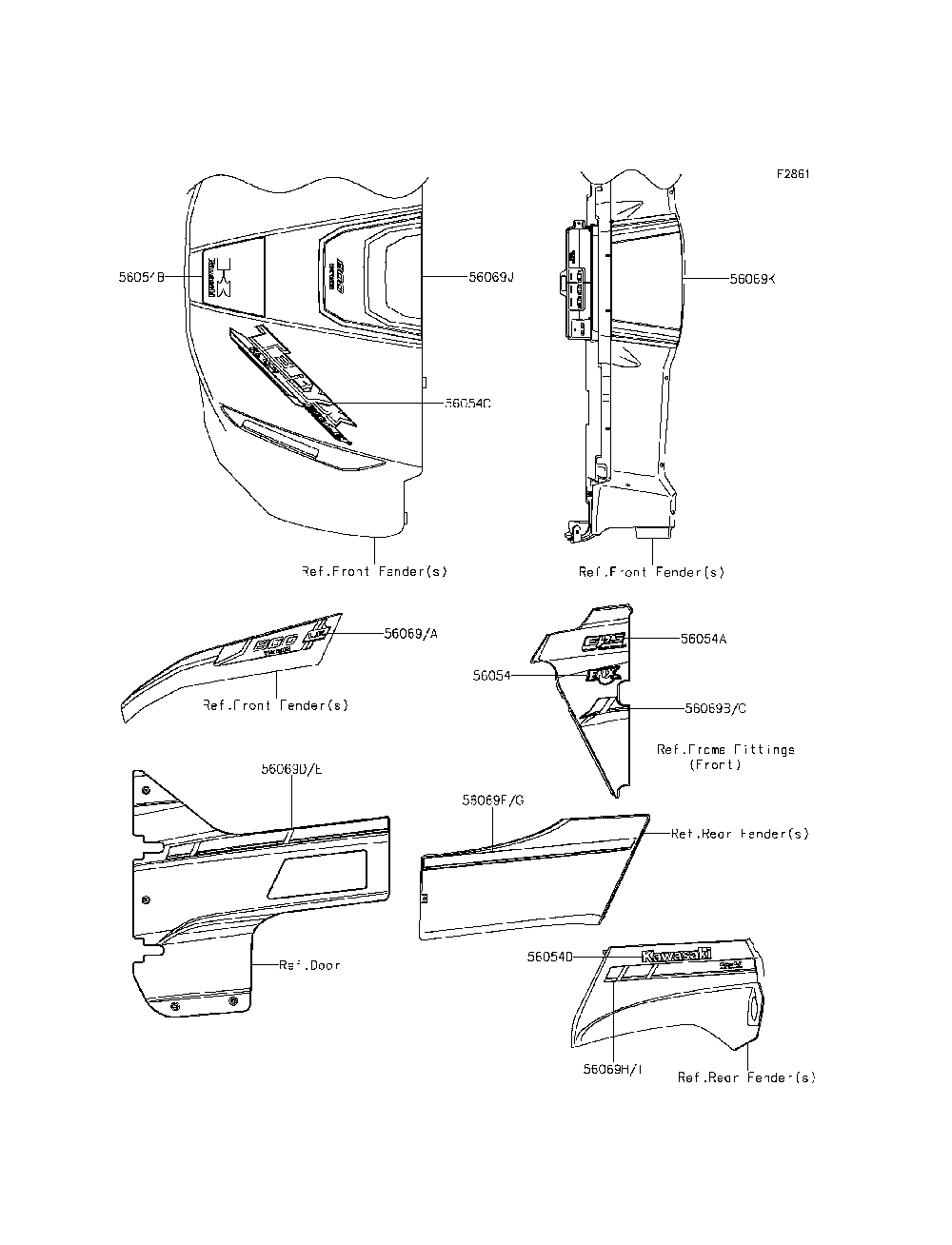 Decals(Orange)(Green) Diagram and Parts List for KRF800CFF 2015 Kawasaki Lawn Tractor Accessories