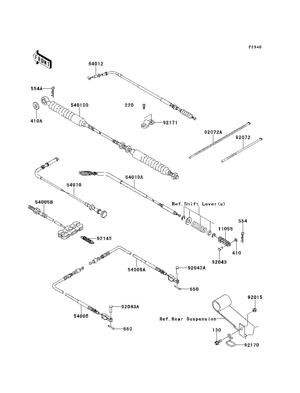 Cables Diagram and Parts List for KAF620PDF 2013 Kawasaki Lawn Tractor Accessories