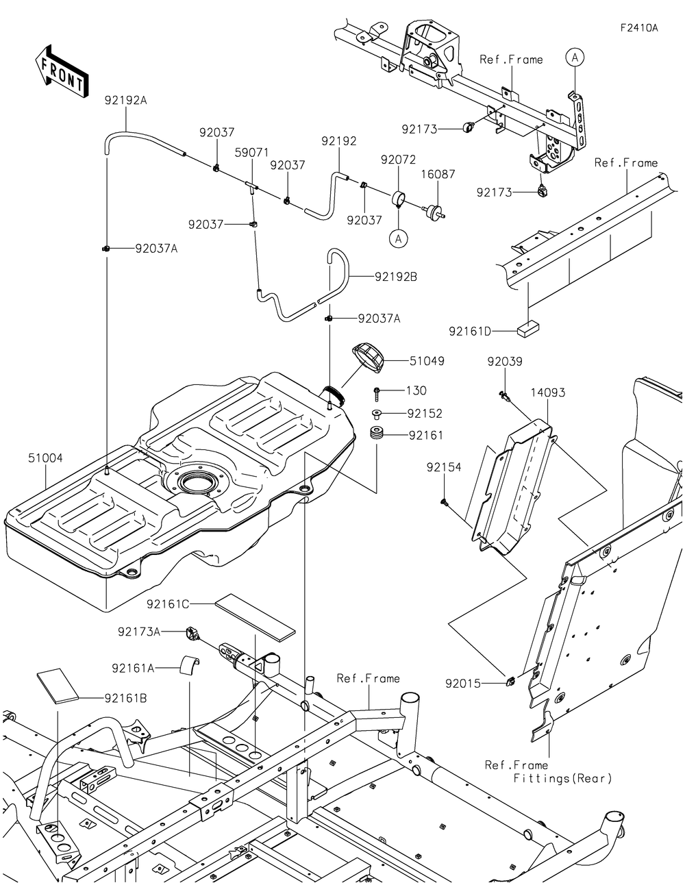 Fuel Tank 1 Diagram and Parts List for KRT1000BPFNL 2023 Kawasaki Lawn Tractor Accessories