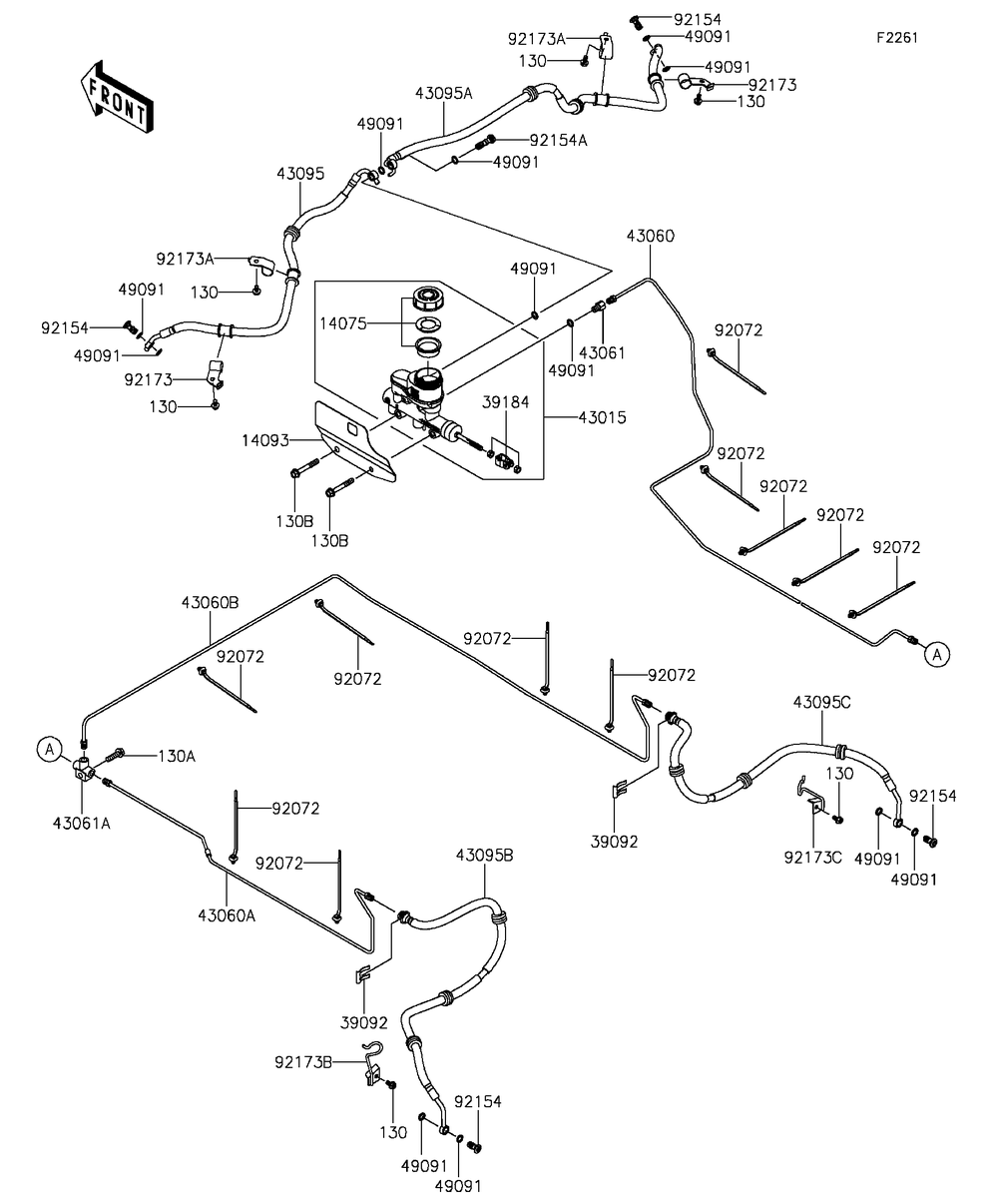 Master Cylinder Diagram and Parts List for KAF820FGF 2016 Kawasaki Lawn Tractor Accessories