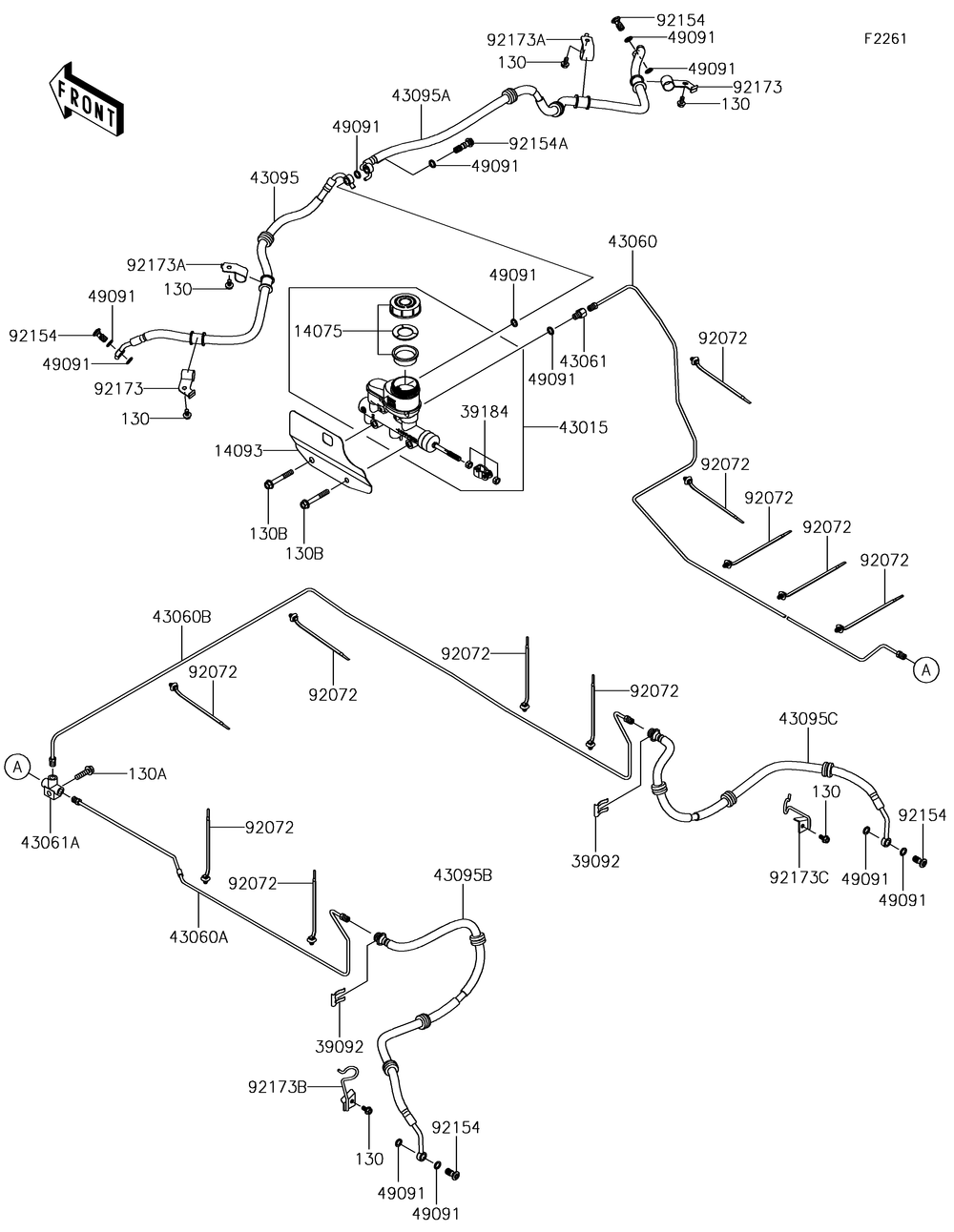 Master Cylinder Diagram and Parts List for KAF1000HJF 2018 Kawasaki Lawn Tractor Accessories