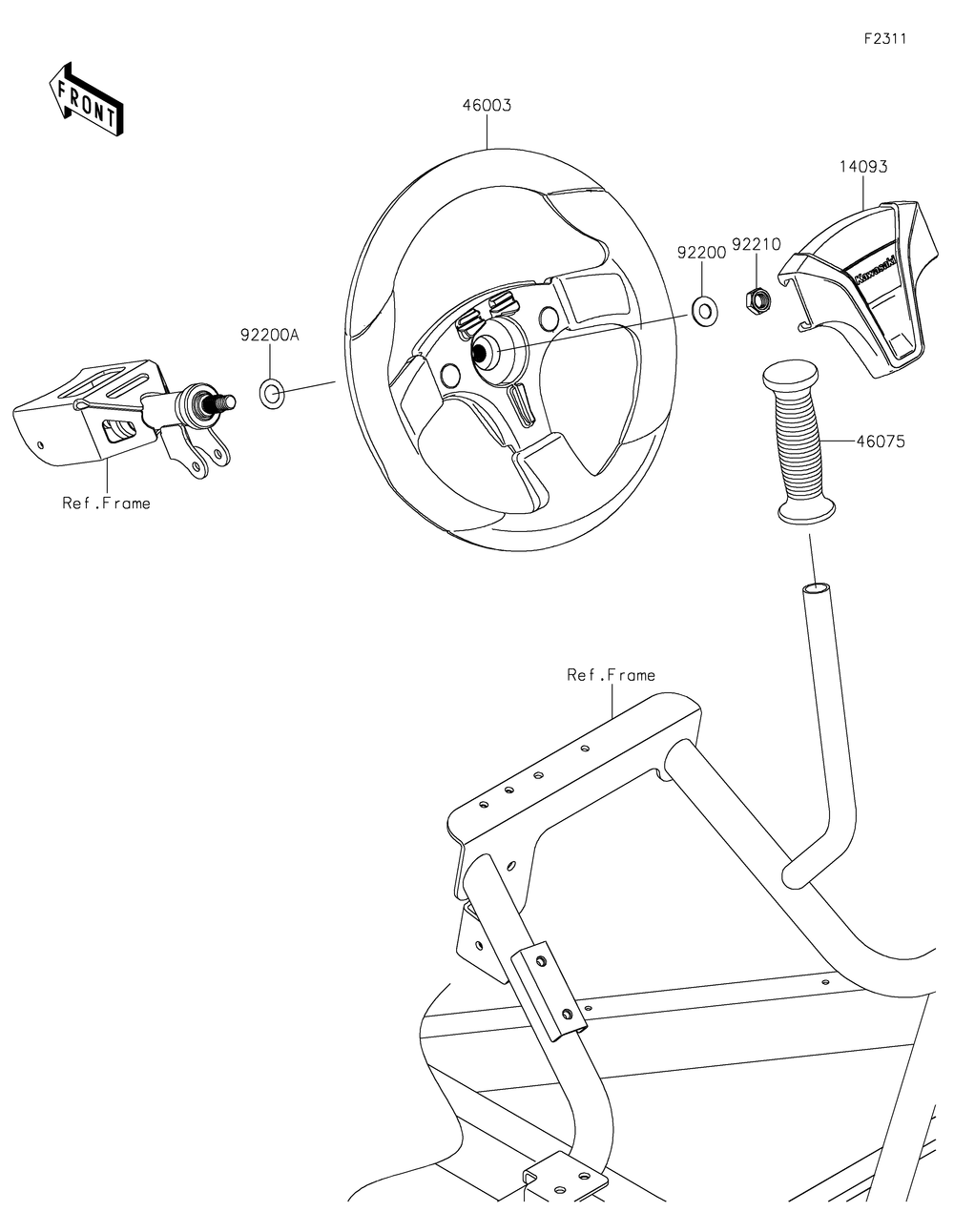Steering Wheel Diagram and Parts List for KRF800FNFNN 2022 Kawasaki Lawn Tractor Accessories