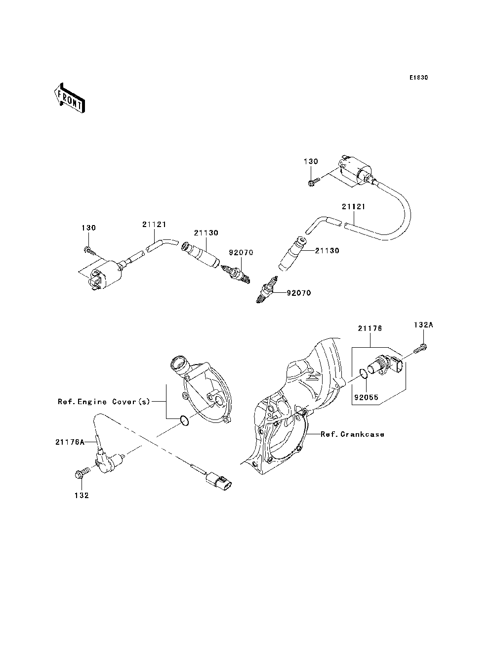 Ignition System Diagram and Parts List for KRF750TAF 2010 Kawasaki Lawn Tractor Accessories