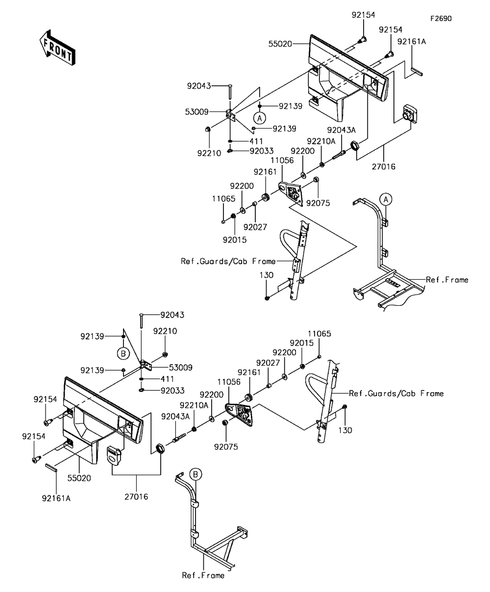 Door Diagram and Parts List for KAF820GHF 2017 Kawasaki Lawn Tractor Accessories