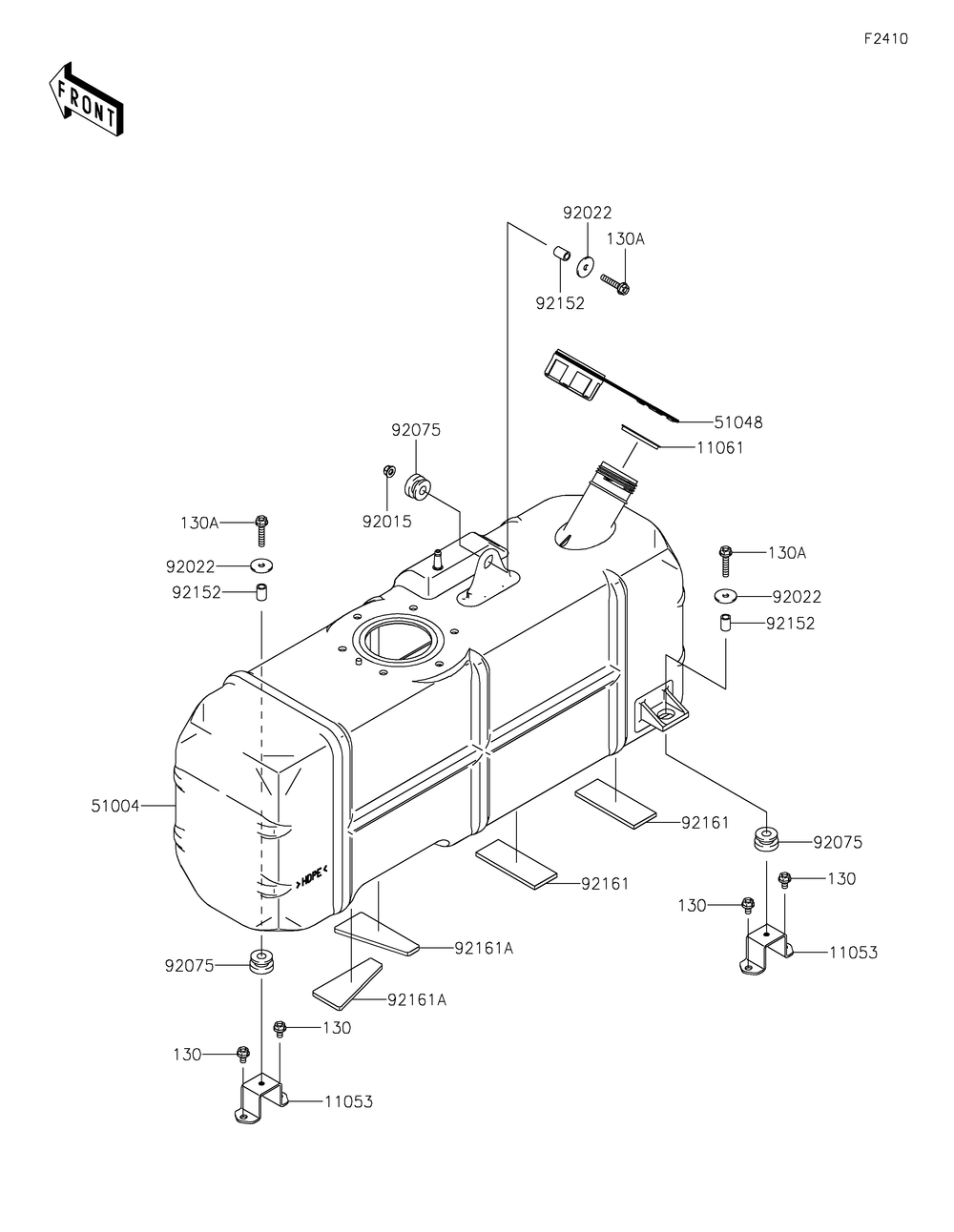 Fuel Tank Diagram and Parts List for KAF620RMFNN 2021 Kawasaki Lawn Tractor Accessories