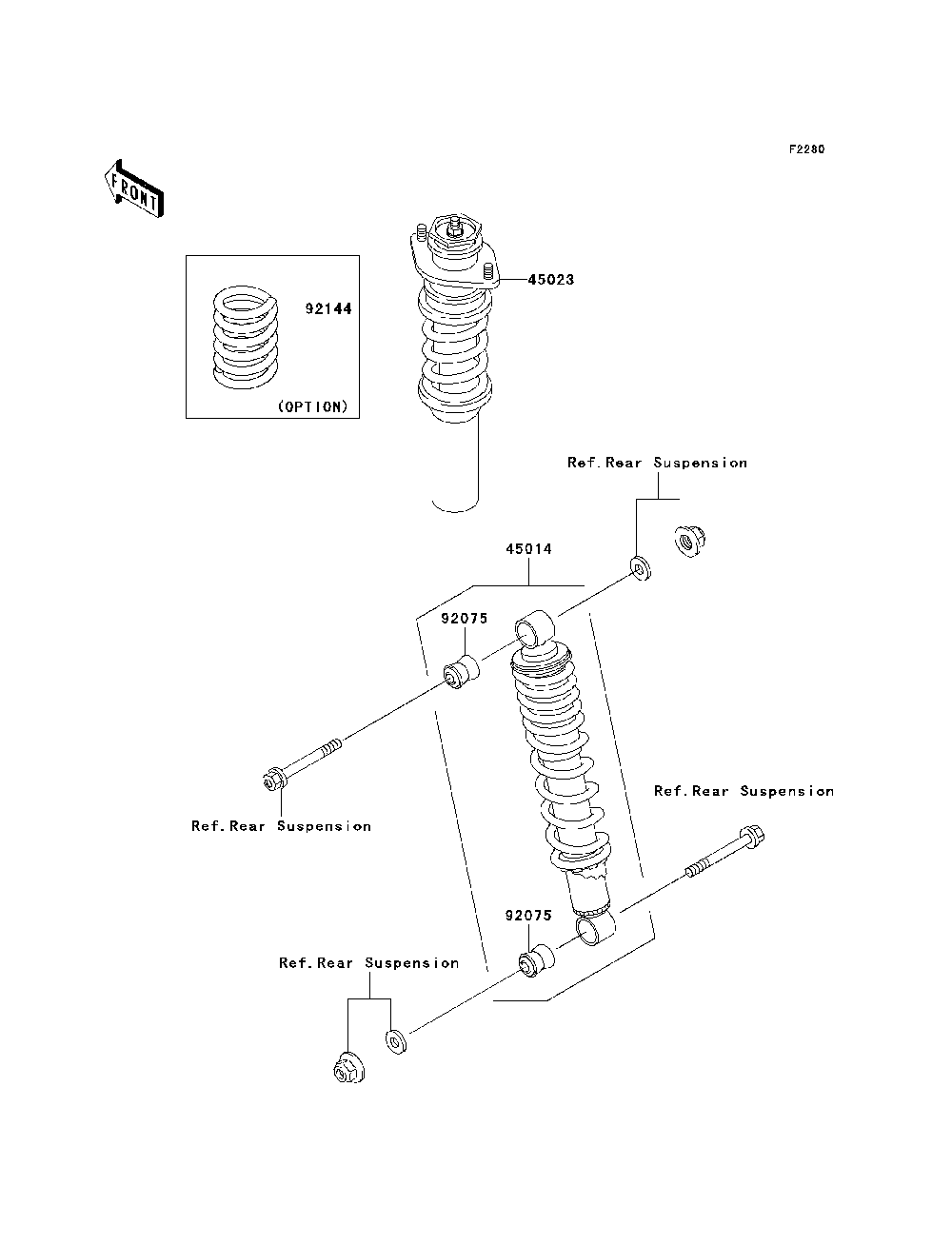Shock Absorber Diagram and Parts List for KAF950E8F 2008 Kawasaki Lawn Tractor Accessories