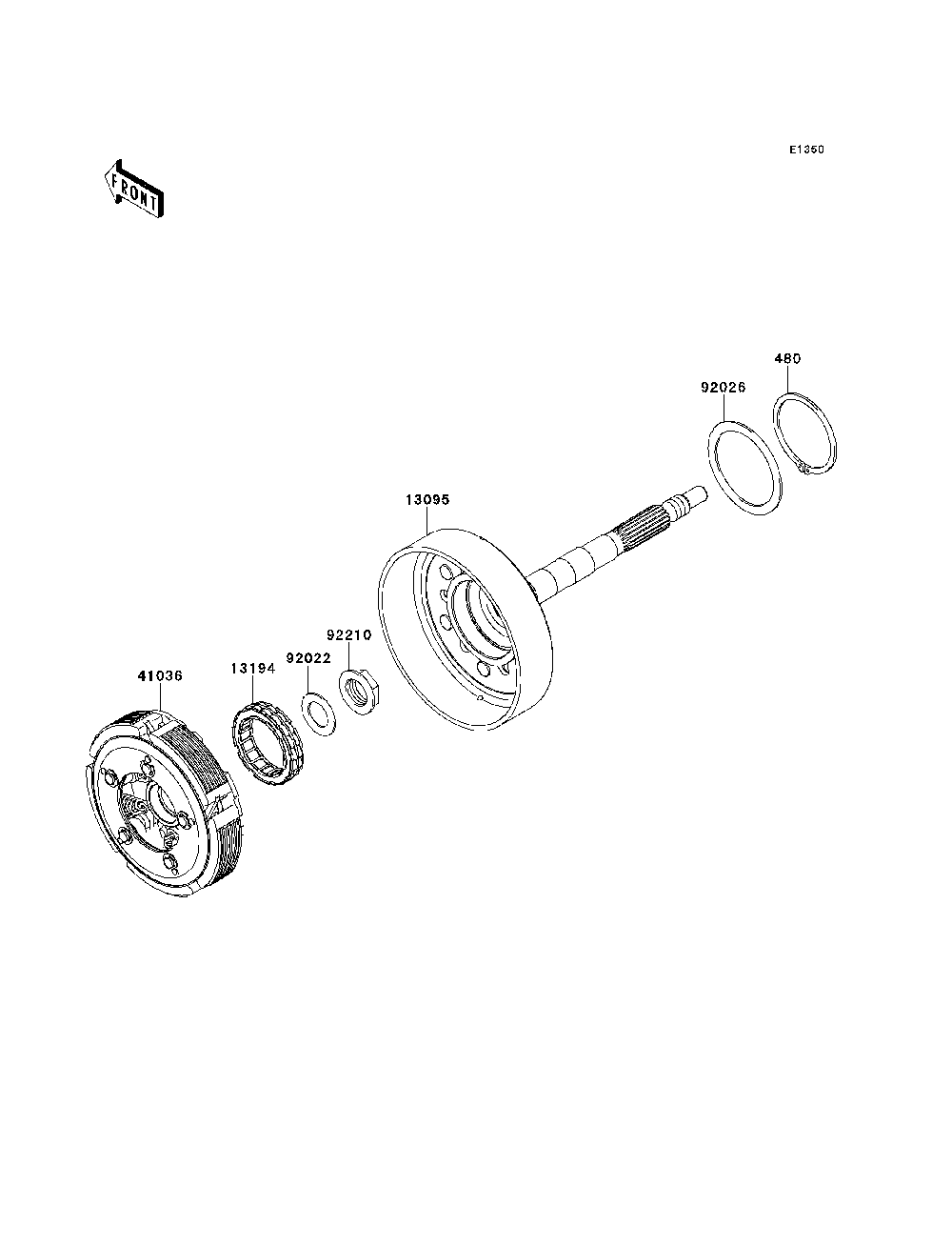 Clutch Diagram and Parts List for KRT800BEF 2014 Kawasaki Lawn Tractor Accessories