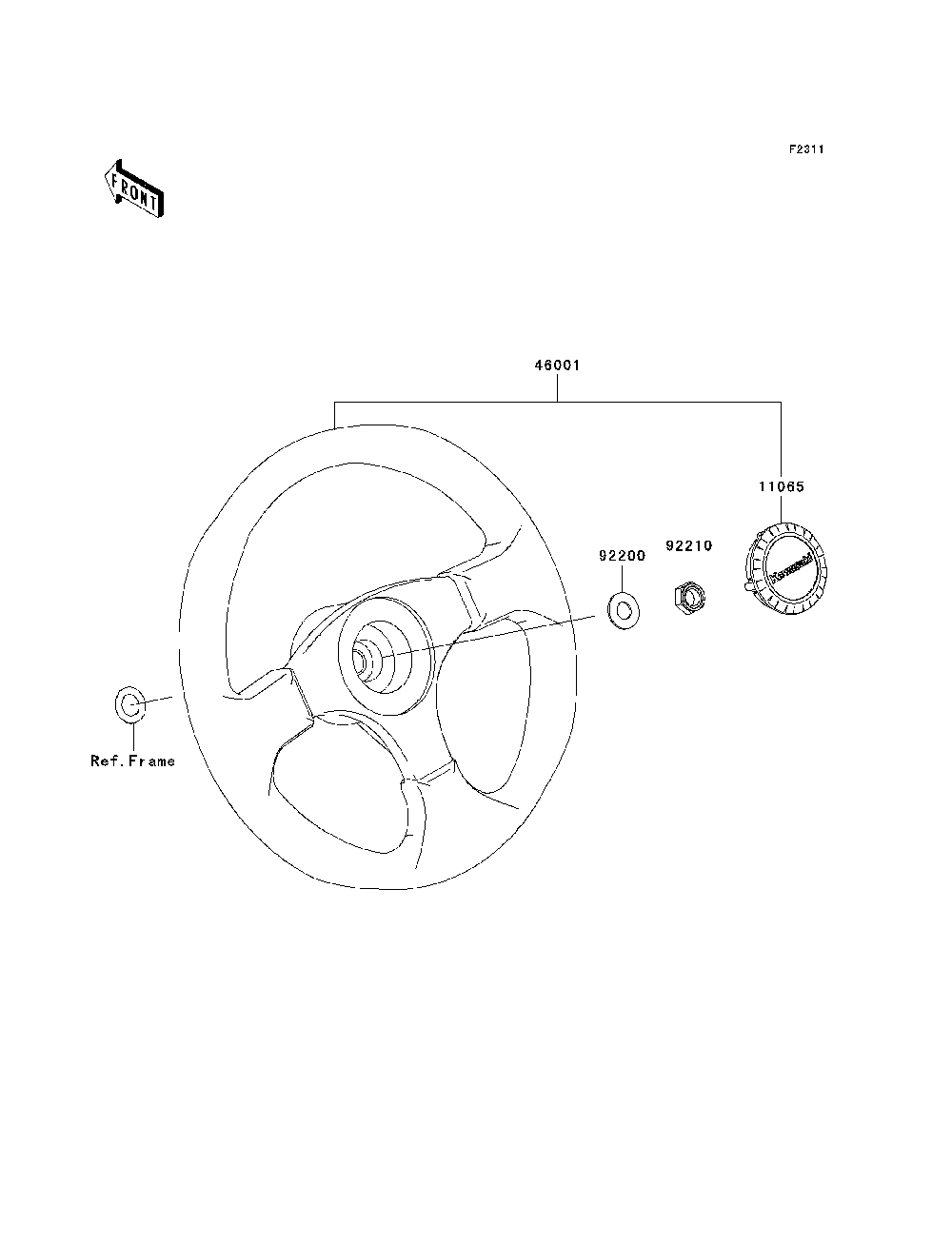 Steering Wheel Diagram and Parts List for KRF750TAF 2010 Kawasaki Lawn Tractor Accessories