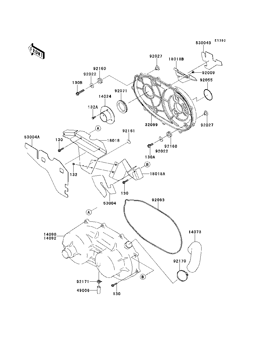 Converter Cover Diagram and Parts List for KAF620MDF 2013 Kawasaki Lawn Tractor Accessories