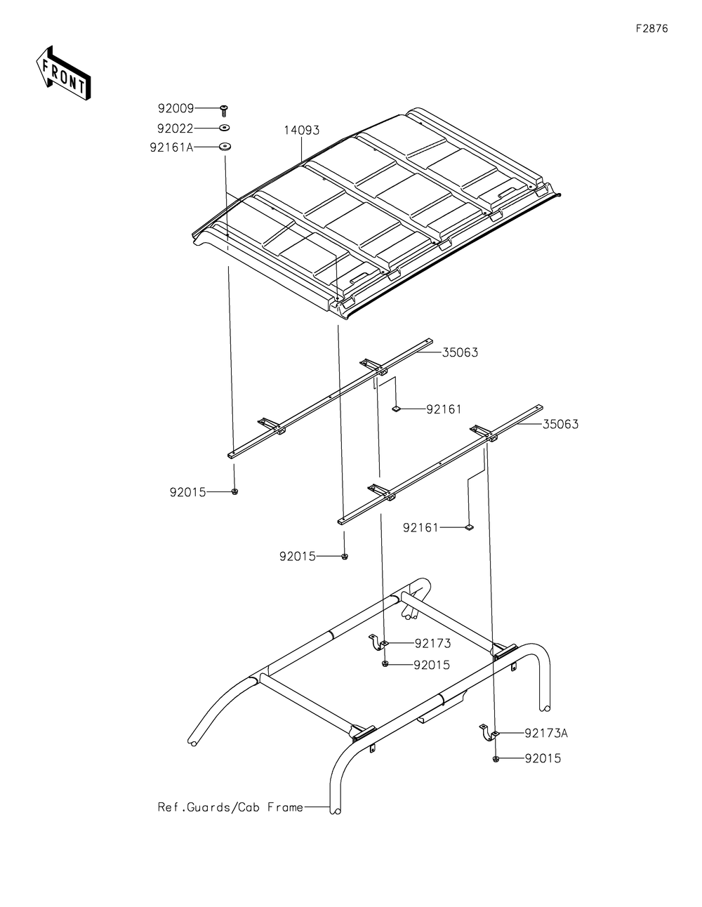 Sun Top Diagram and Parts List for KAF620ZMFNN 2021 Kawasaki Lawn Tractor Accessories
