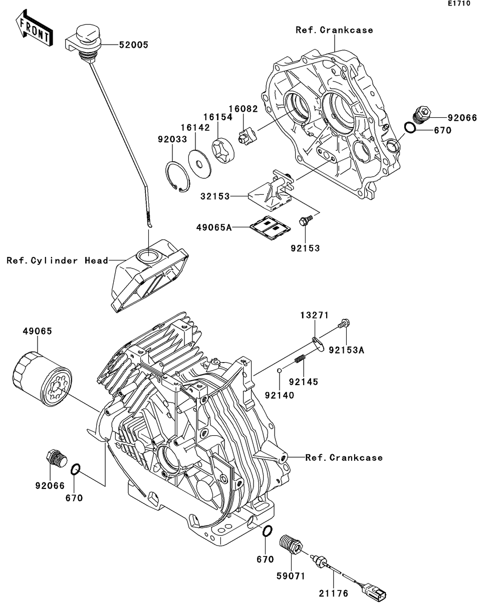 Oil Pump/Oil Filter Diagram and Parts List for KAF400AFF 2015 Kawasaki Lawn Tractor Accessories