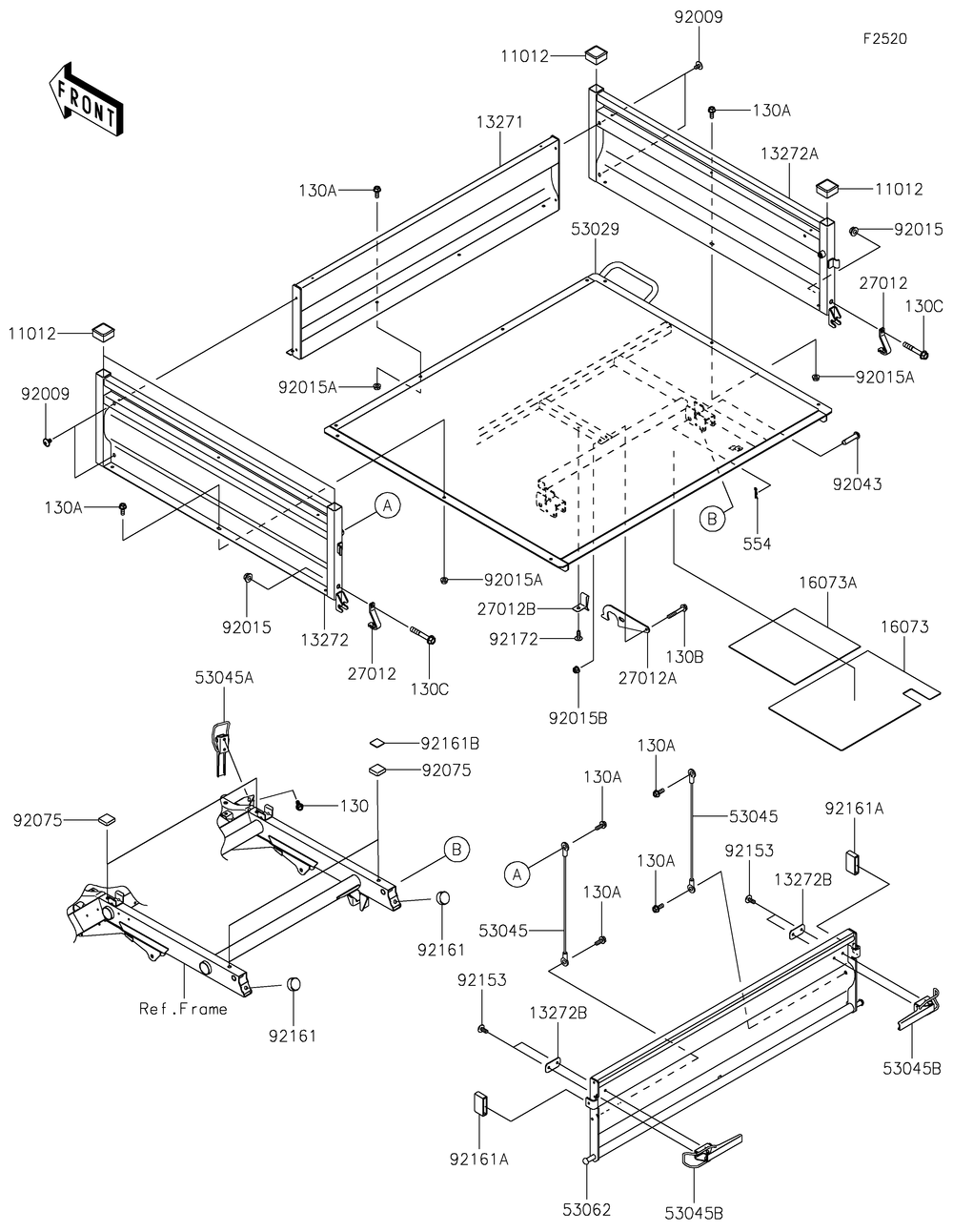Carrier Diagram and Parts List for KAF400MJF 2018 Kawasaki Lawn Tractor Accessories