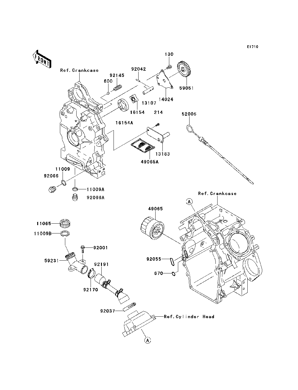 Oil Pump/Oil Filter Diagram and Parts List for KAF620MDF 2013 Kawasaki Lawn Tractor Accessories