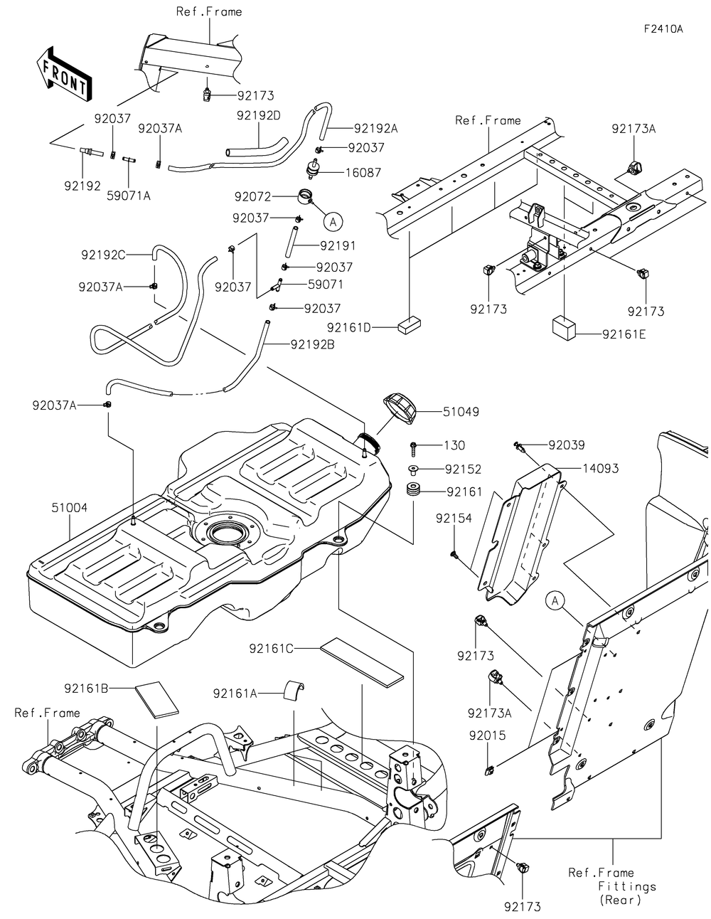 Fuel Tank 2 Diagram and Parts List for KRF1000ALF 2020 Kawasaki Lawn Tractor Accessories