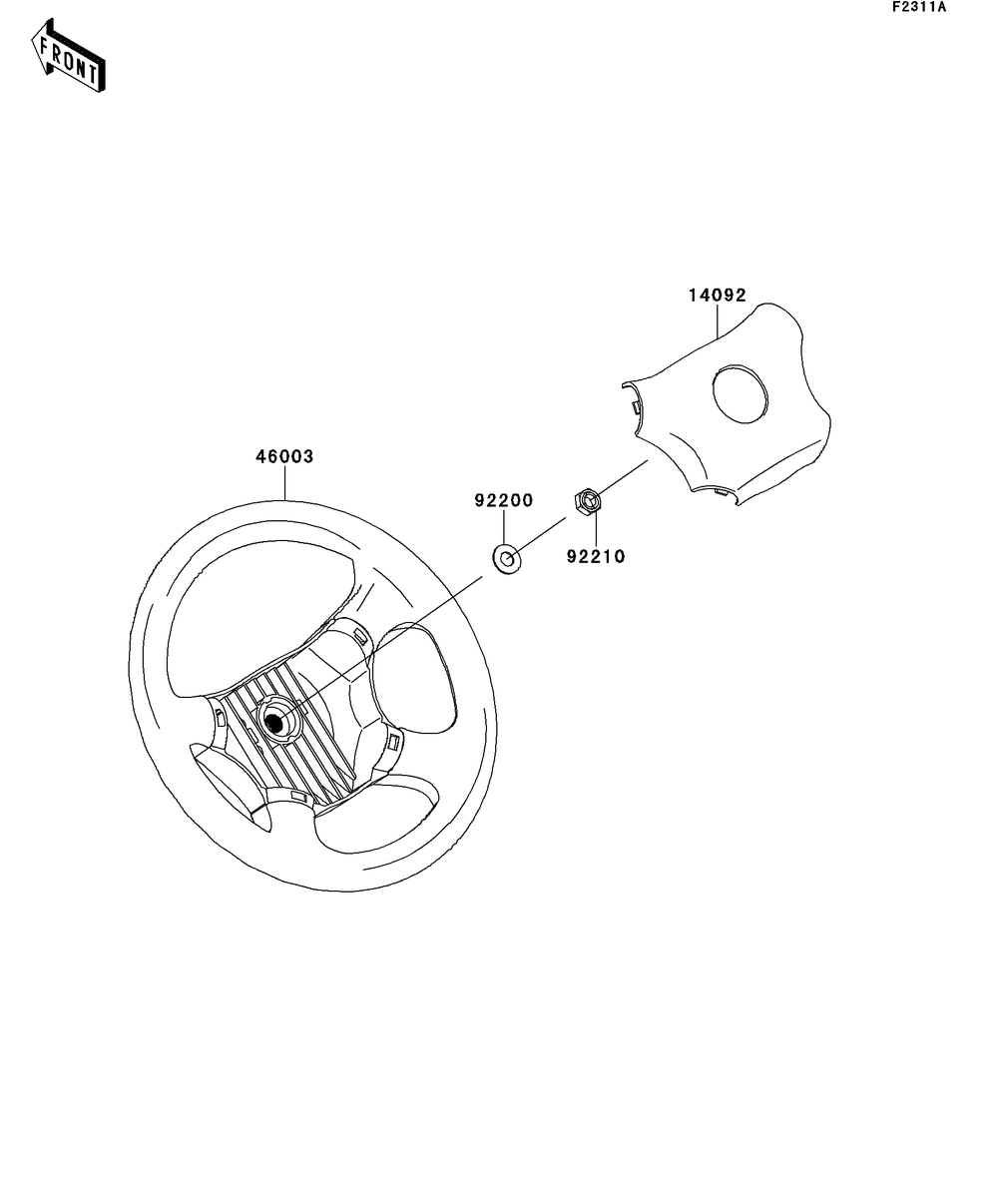 Steering Wheel Diagram and Parts List for KAF620RDFA 2013 Kawasaki Lawn Tractor Accessories