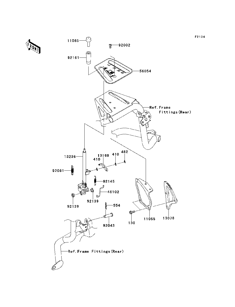 Shift Lever Diagram and Parts List for KRF750RDF 2013 Kawasaki Lawn Tractor Accessories