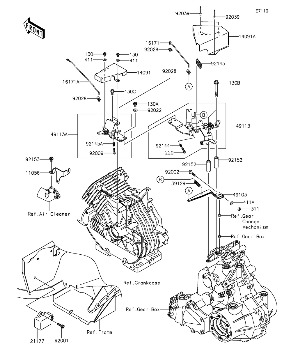 Control Diagram and Parts List for KAF400EGF 2016 Kawasaki Lawn Tractor Accessories