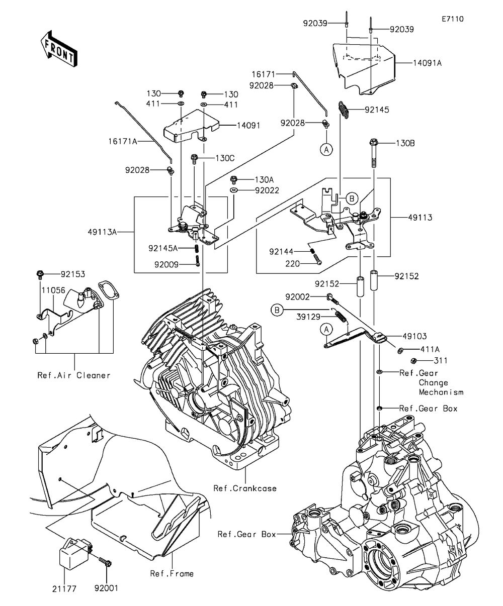 Control Diagram and Parts List for KAF400FGF 2016 Kawasaki Lawn Tractor Accessories