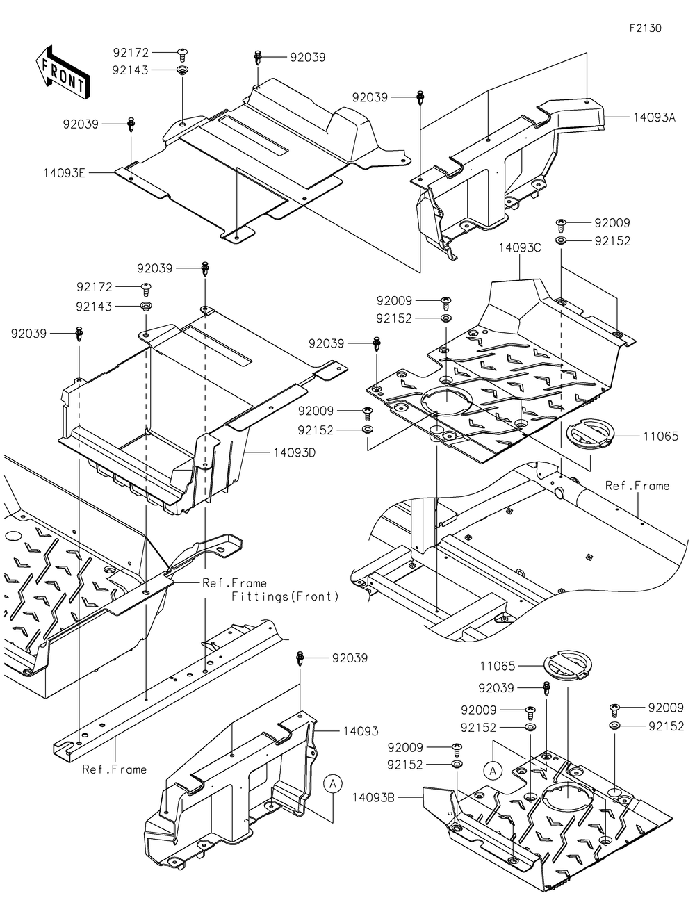 Frame Fittings 2 Diagram and Parts List for KRT1000BPFNL 2023 Kawasaki Lawn Tractor Accessories