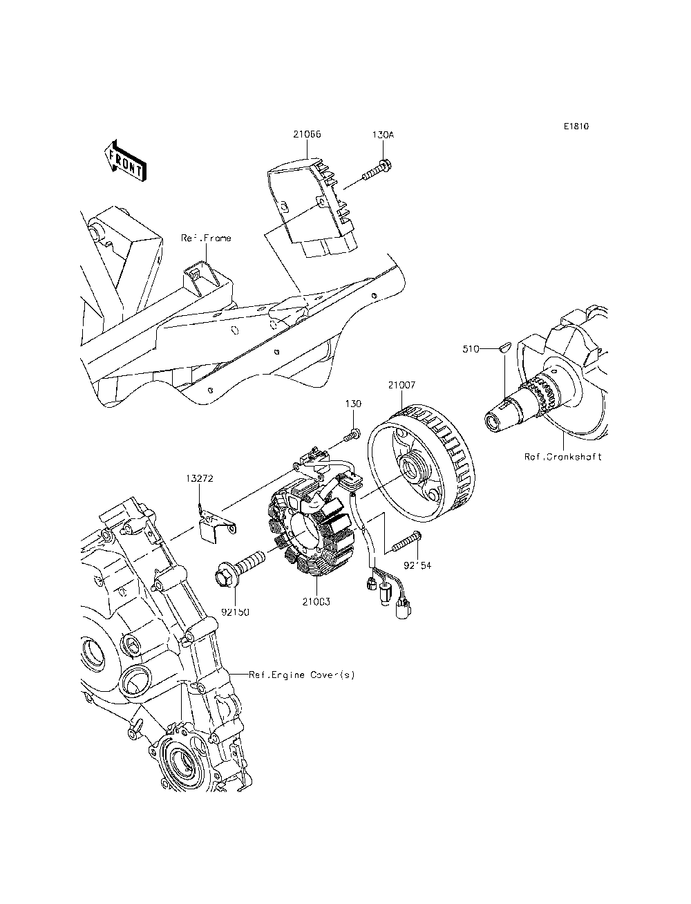 Generator Diagram and Parts List for KRF800BFF 2015 Kawasaki Lawn Tractor Accessories