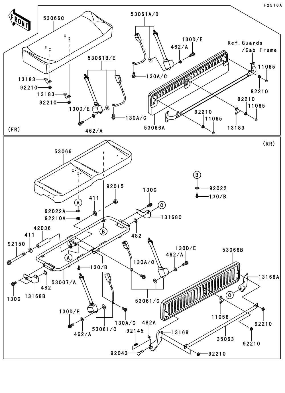 Seat Diagram and Parts List for KAF950GDF 2013 Kawasaki Lawn Tractor Accessories