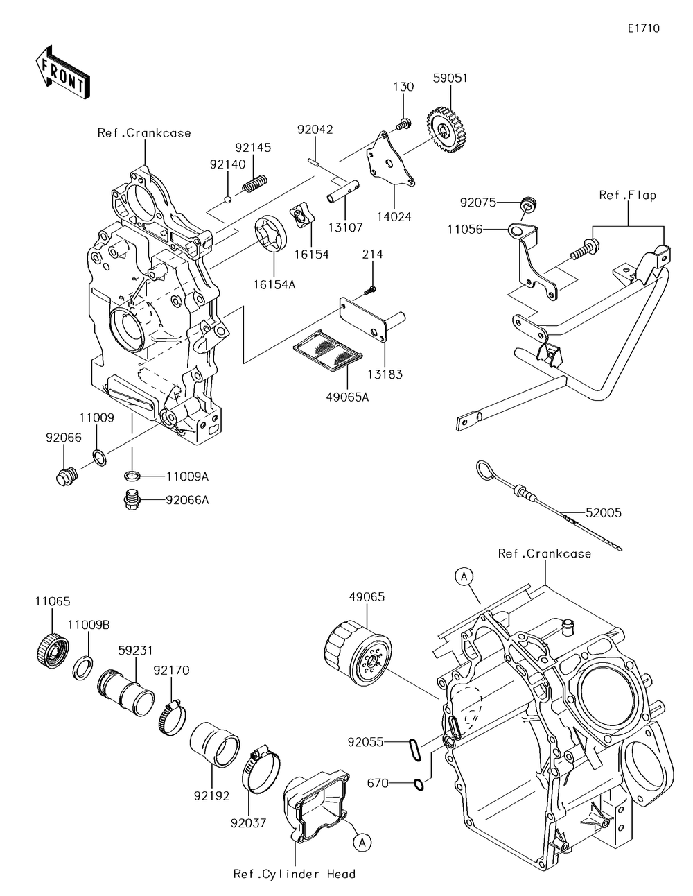 Oil Pump/Oil Filter Diagram and Parts List for KAF620VGF 2016 Kawasaki Lawn Tractor Accessories