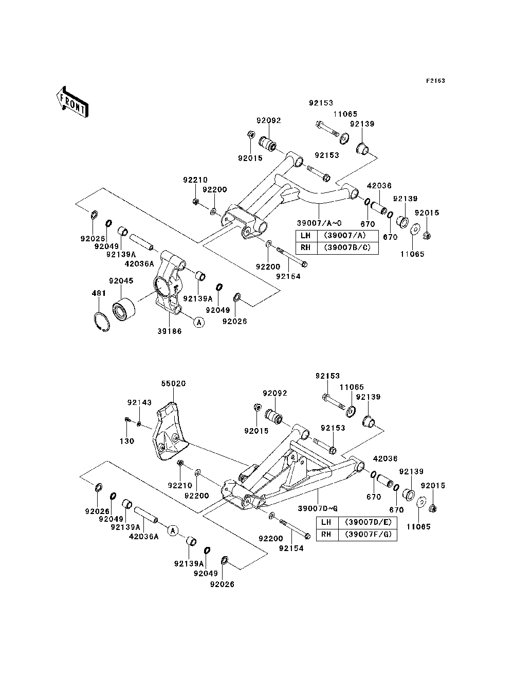 Rear Suspension Diagram and Parts List for KRT800CEF 2014 Kawasaki Lawn Tractor Accessories