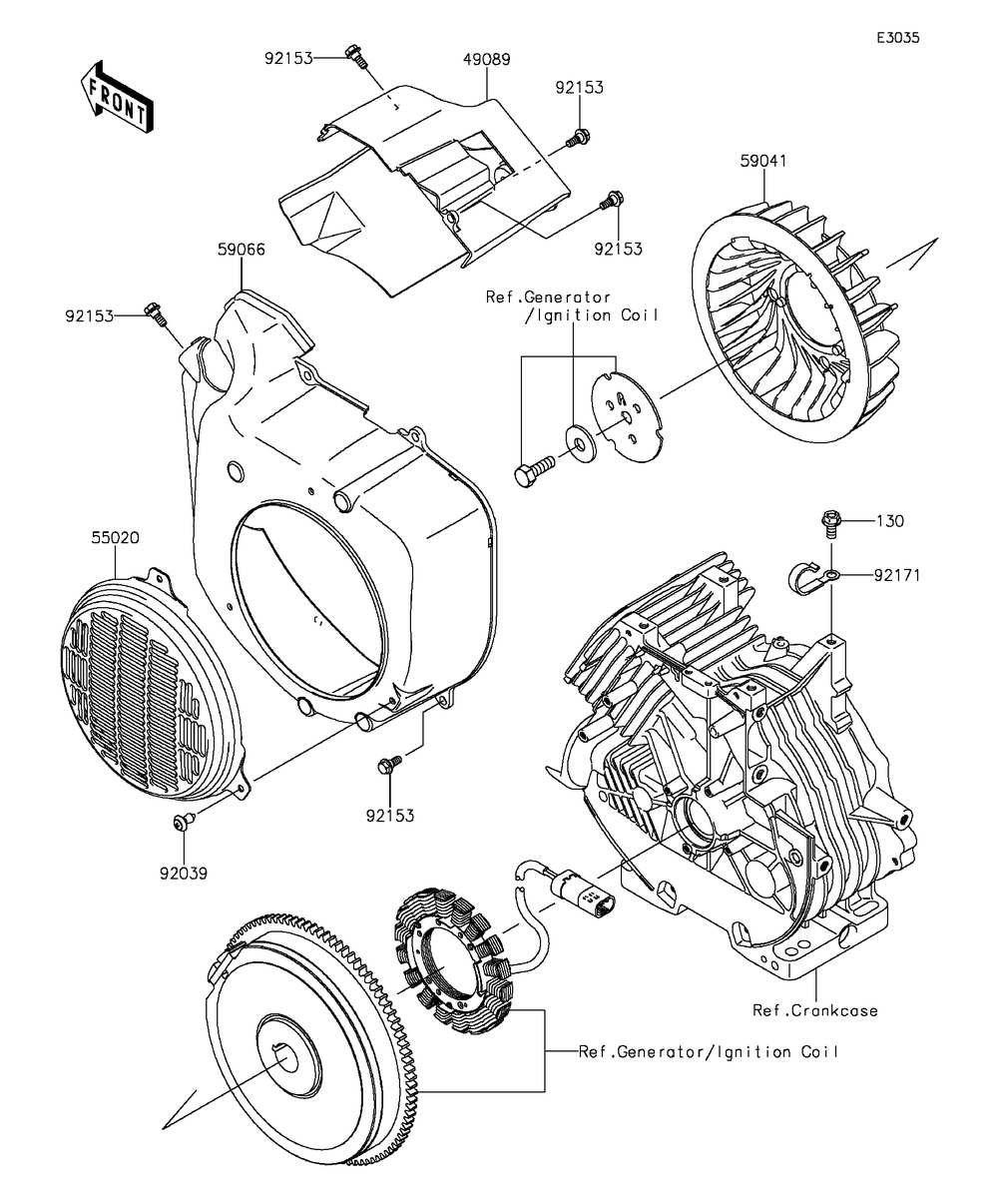 Cooling Diagram and Parts List for KAF400DFF 2015 Kawasaki Lawn Tractor Accessories