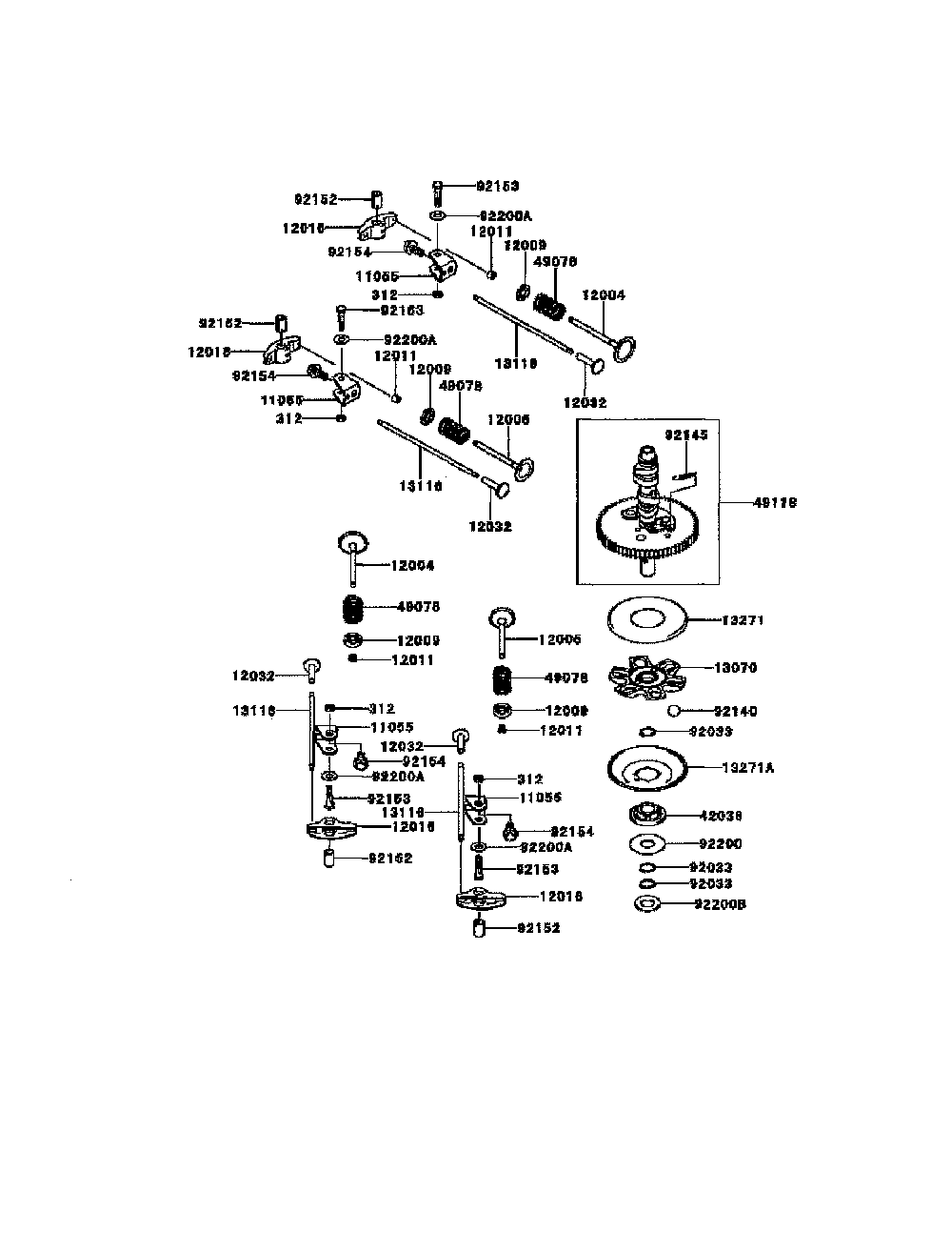 Valve/camshaft Diagram and Parts List for FR651V-BS31  Kawasaki Engine
