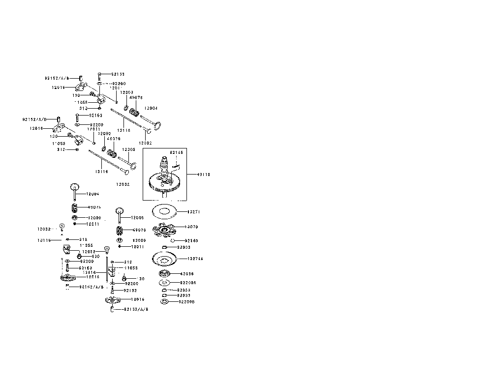 Valve/camshaft Diagram and Parts List for FR691V-BS00  Kawasaki Engine