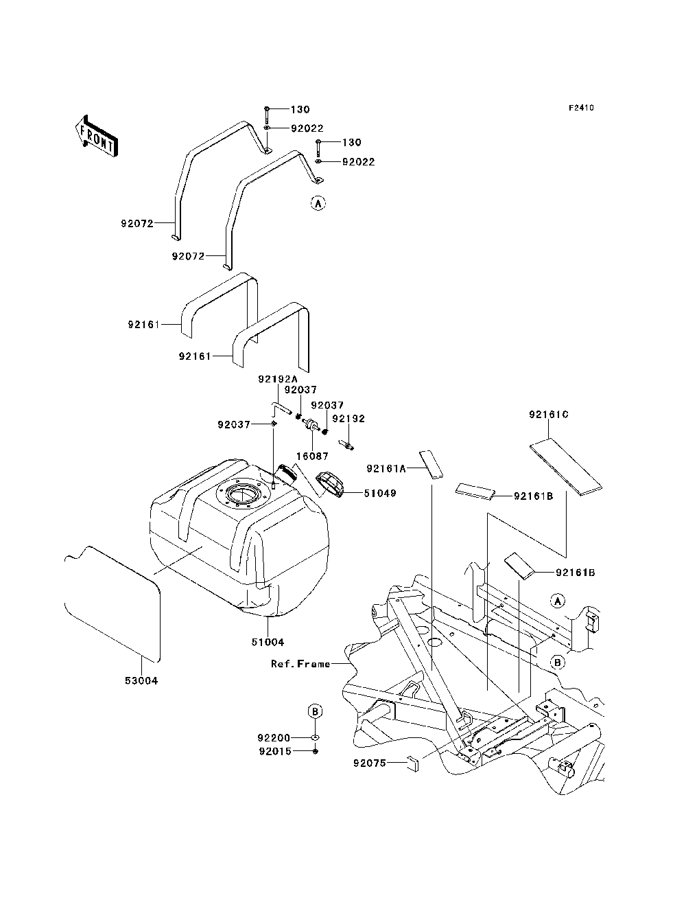 Fuel Tank Diagram and Parts List for KRT800BEF 2014 Kawasaki Lawn Tractor Accessories