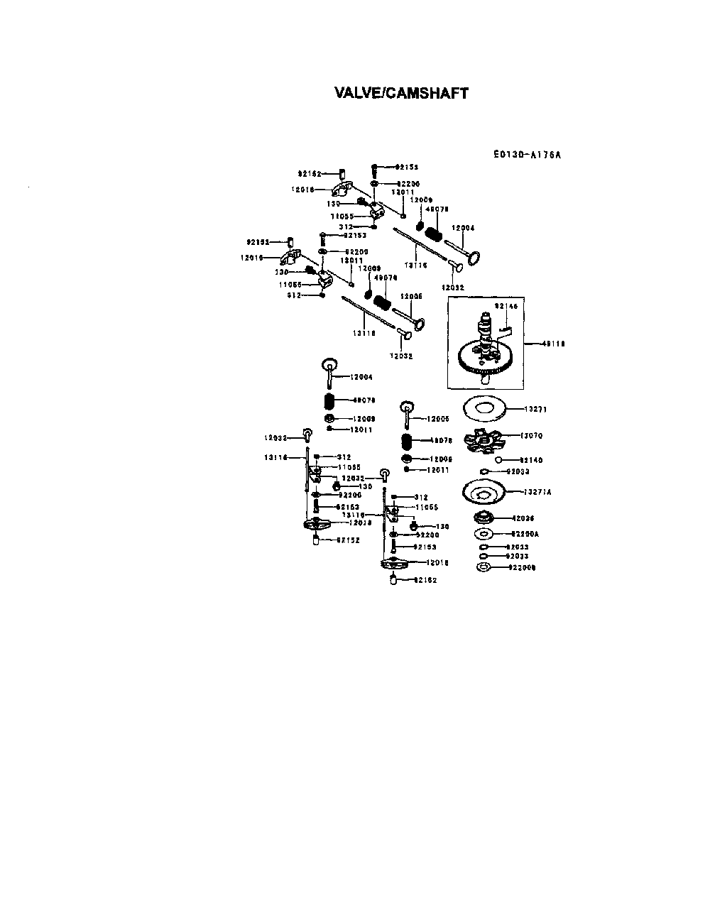 Valve/camshaft Diagram and Parts List for FR691V-AS06  Kawasaki Engine