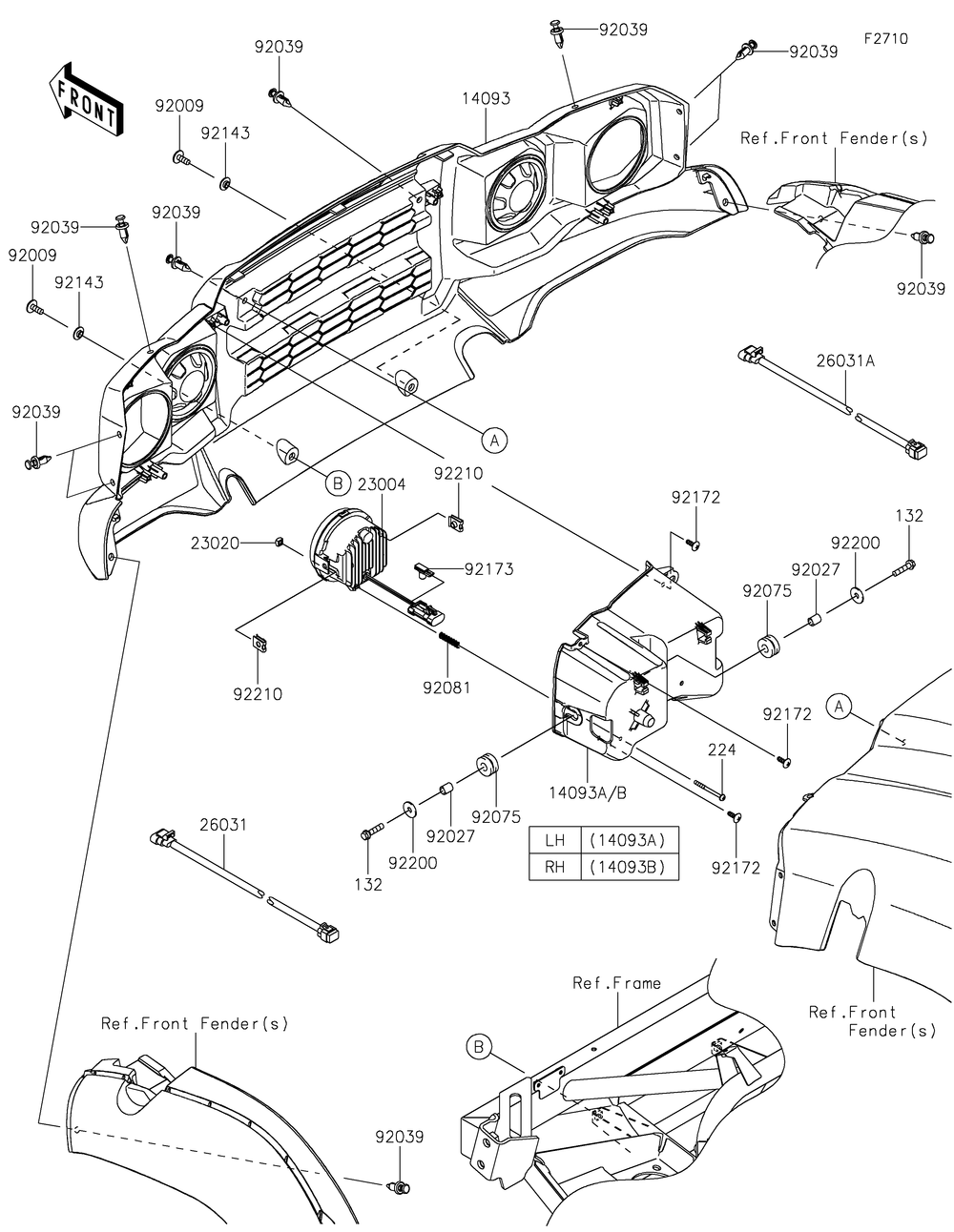 Headlight Diagram and Parts List for KAF400SKS 2019 Kawasaki Lawn Tractor Accessories