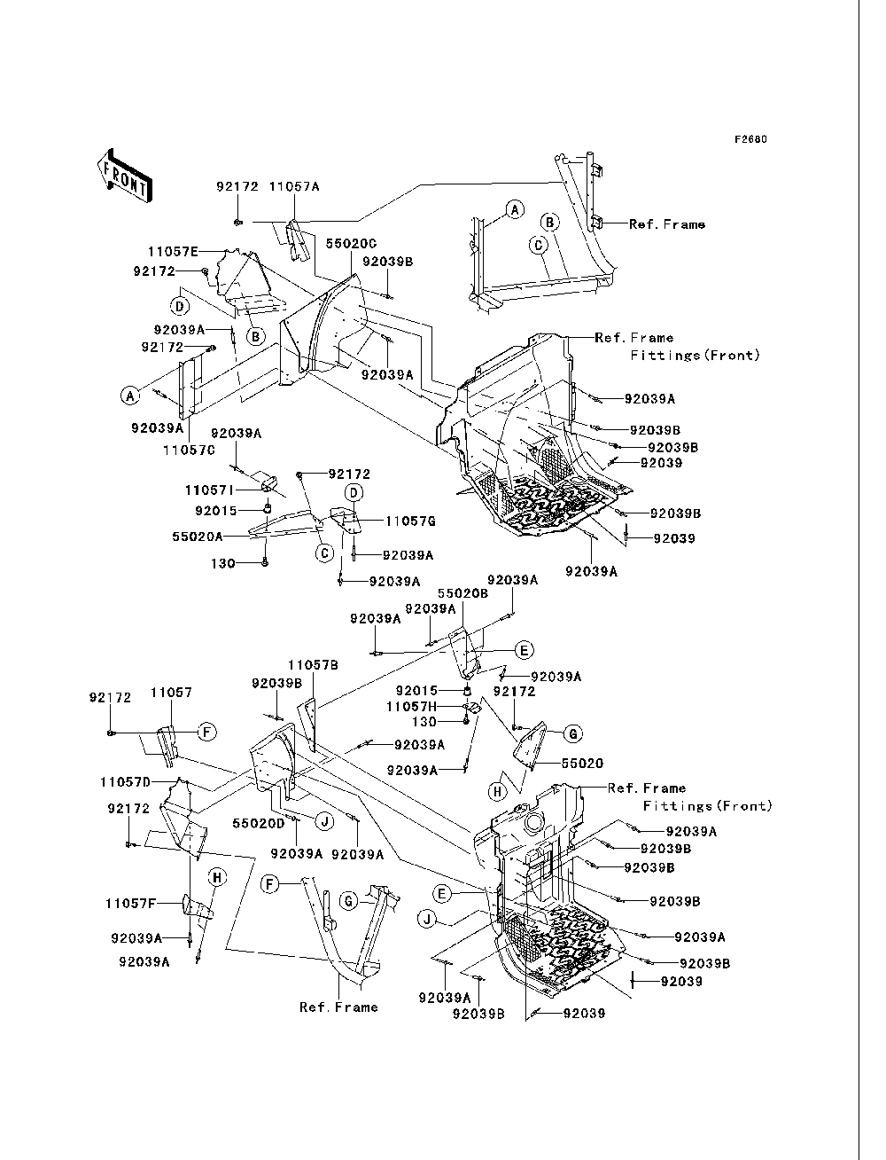 Guard Diagram and Parts List for KRT800BEF 2014 Kawasaki Lawn Tractor Accessories