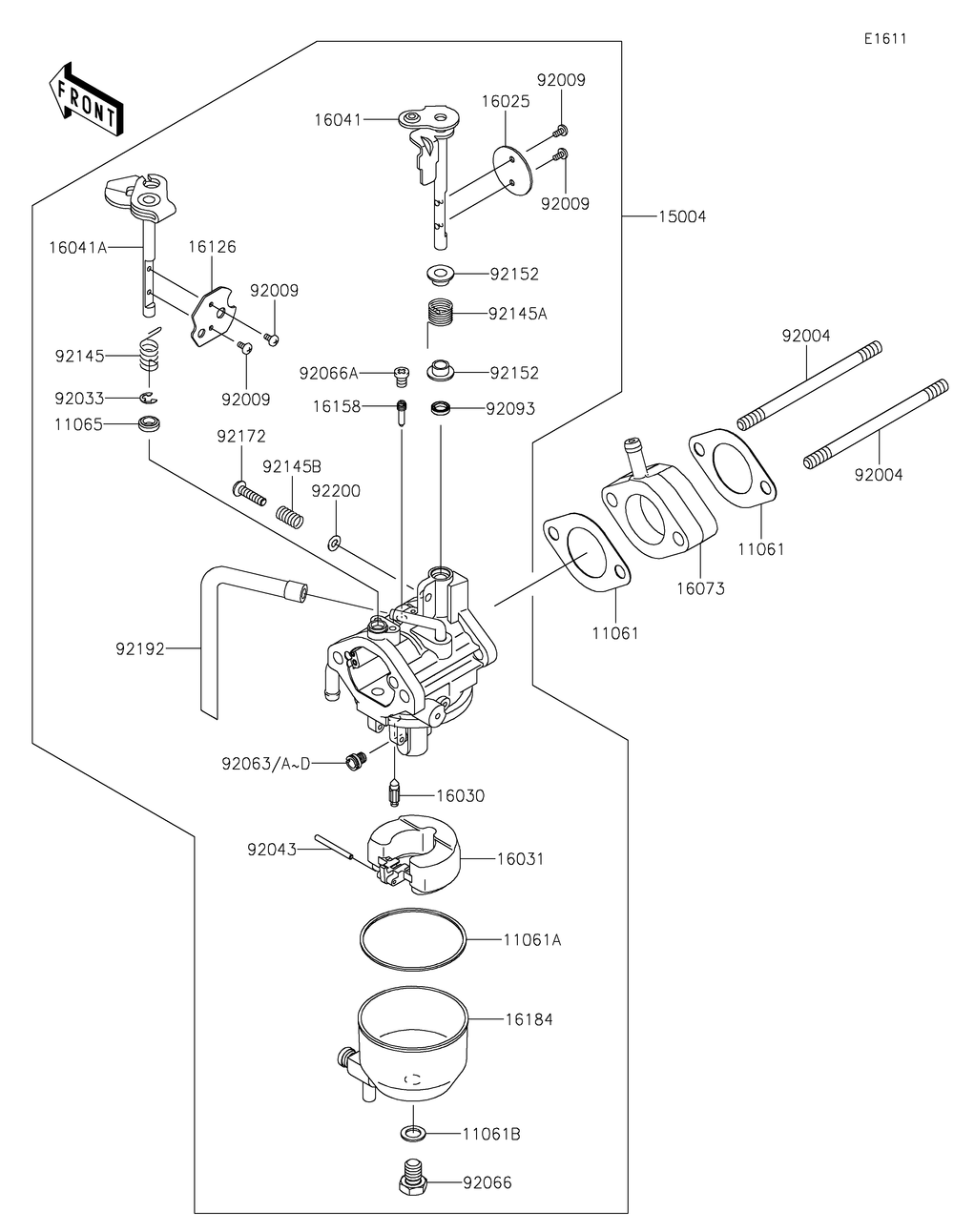 Carburetor Diagram and Parts List for KAF400HHF 2017 Kawasaki Lawn Tractor Accessories