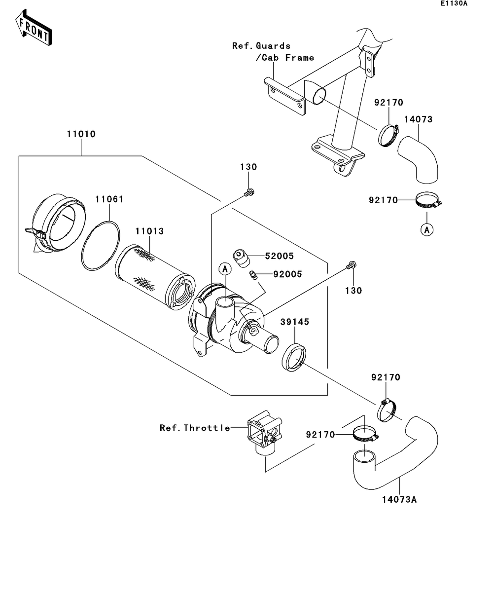 Air Cleaner Diagram and Parts List for KAF620SDF 2013 Kawasaki Lawn Tractor Accessories