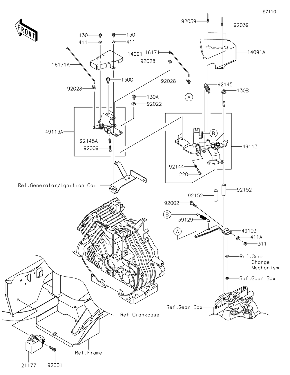 Control Diagram and Parts List for KAF400RLS 2020 Kawasaki Lawn Tractor Accessories