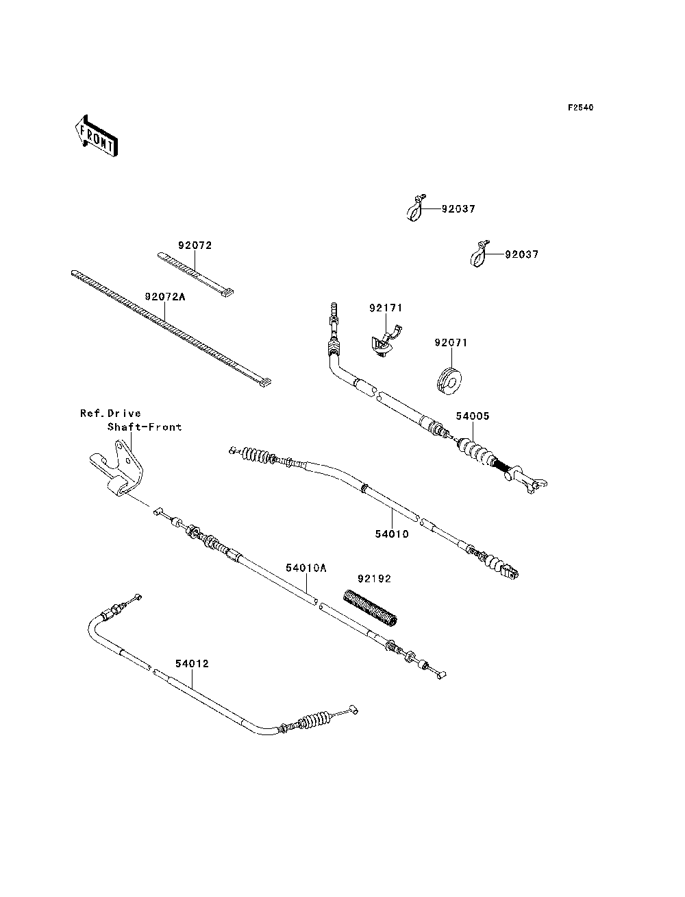Cables Diagram and Parts List for KRF750VBF 2011 Kawasaki Lawn Tractor Accessories