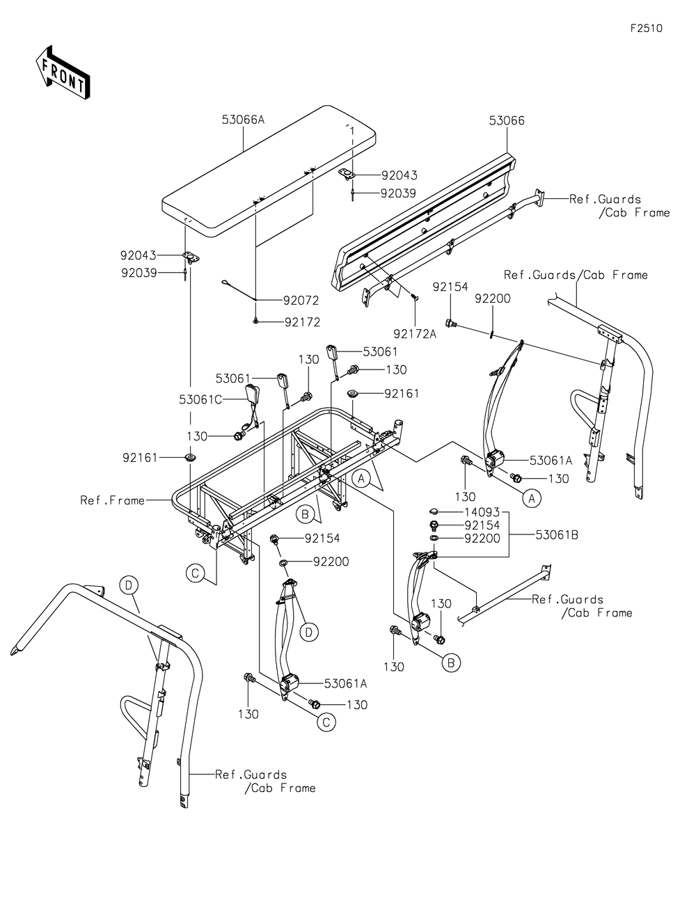 Seat Diagram and Parts List for KAF820GMFNL 2021 Kawasaki Lawn Tractor Accessories