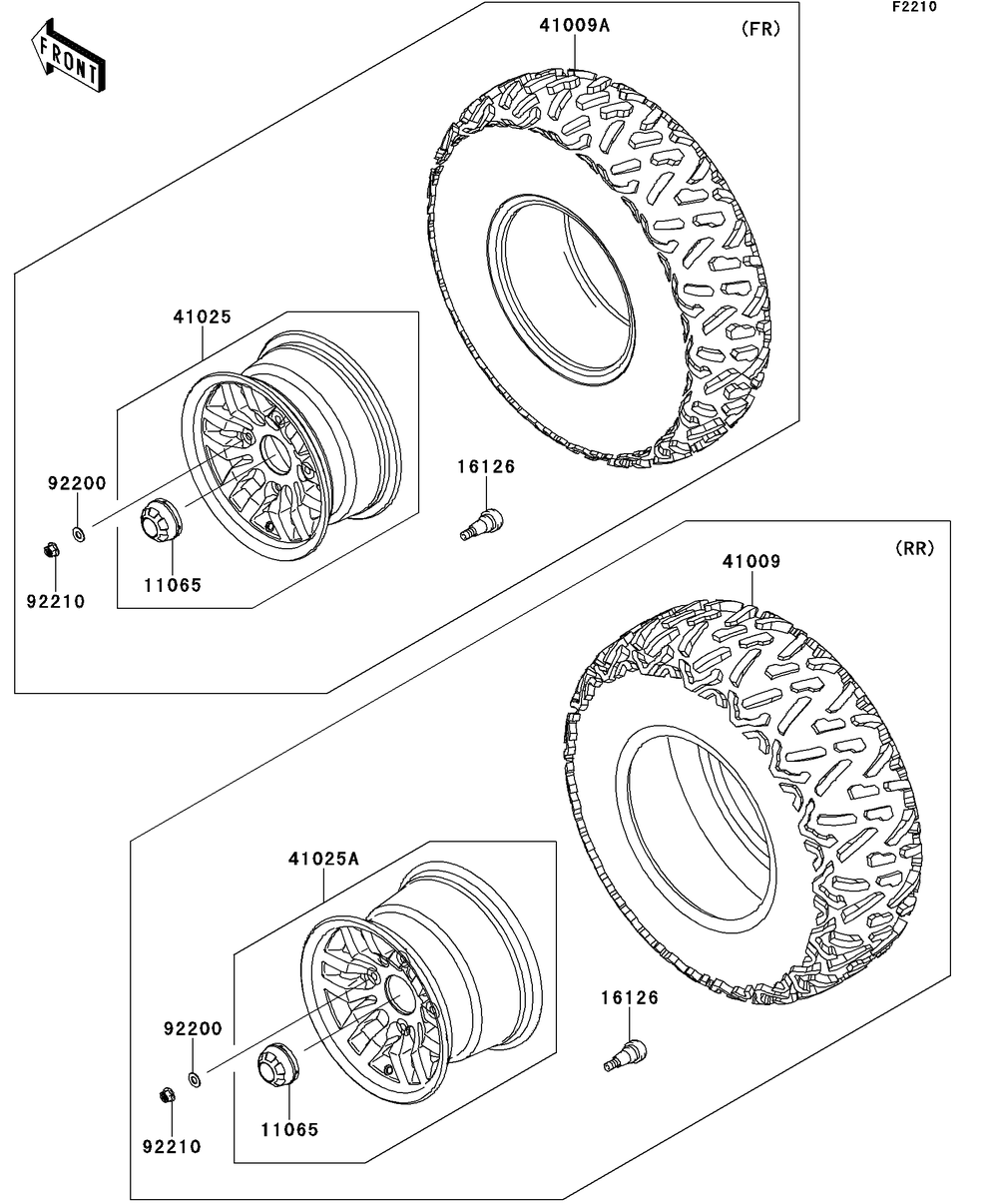 Wheels/Tires Diagram and Parts List for KRT750CCF 2012 Kawasaki Lawn Tractor Accessories