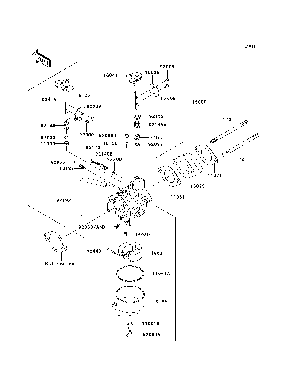 Carburetor Diagram and Parts List for KAF400A7F 2007 & Prior Kawasaki Lawn Tractor Accessories