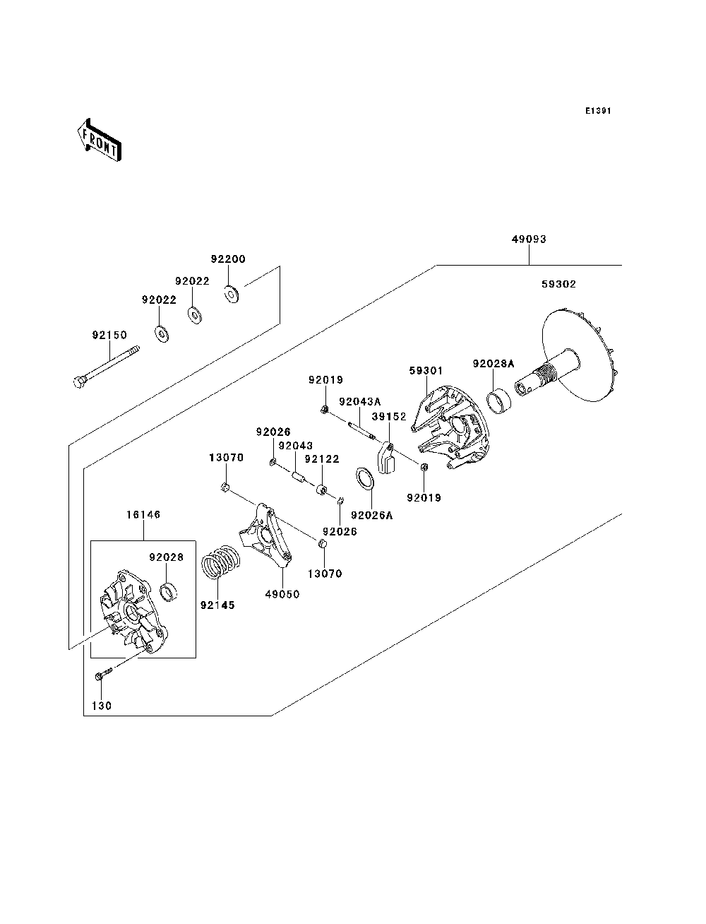 Drive Converter Diagram and Parts List for KAF620MDF 2013 Kawasaki Lawn Tractor Accessories