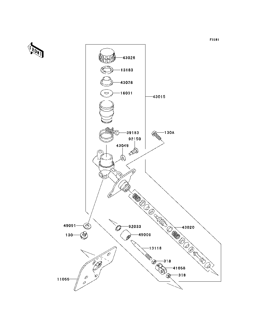 Master Cylinder Diagram and Parts List for KRF750RCS 2012 Kawasaki Lawn Tractor Accessories