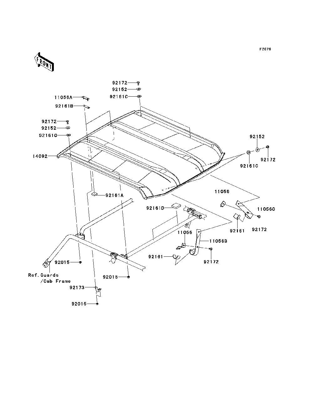 Sun Top Diagram and Parts List for KRT800DEF 2014 Kawasaki Lawn Tractor Accessories