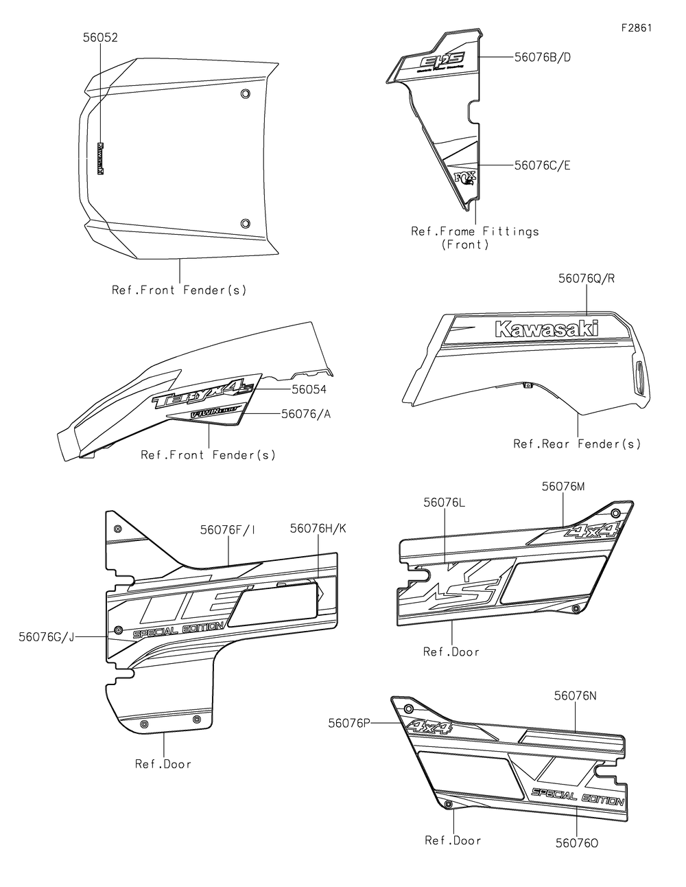 Decals(Lpfnn/Lpfnl) Diagram and Parts List for KRT800LPFNN 2023 Kawasaki Lawn Tractor Accessories