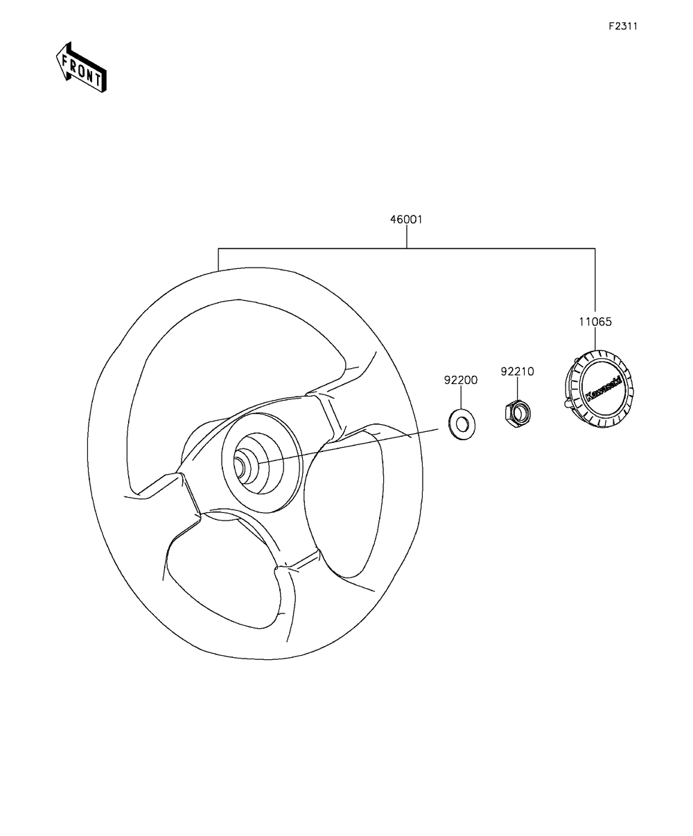Steering Wheel Diagram and Parts List for KAF400EGF 2016 Kawasaki Lawn Tractor Accessories
