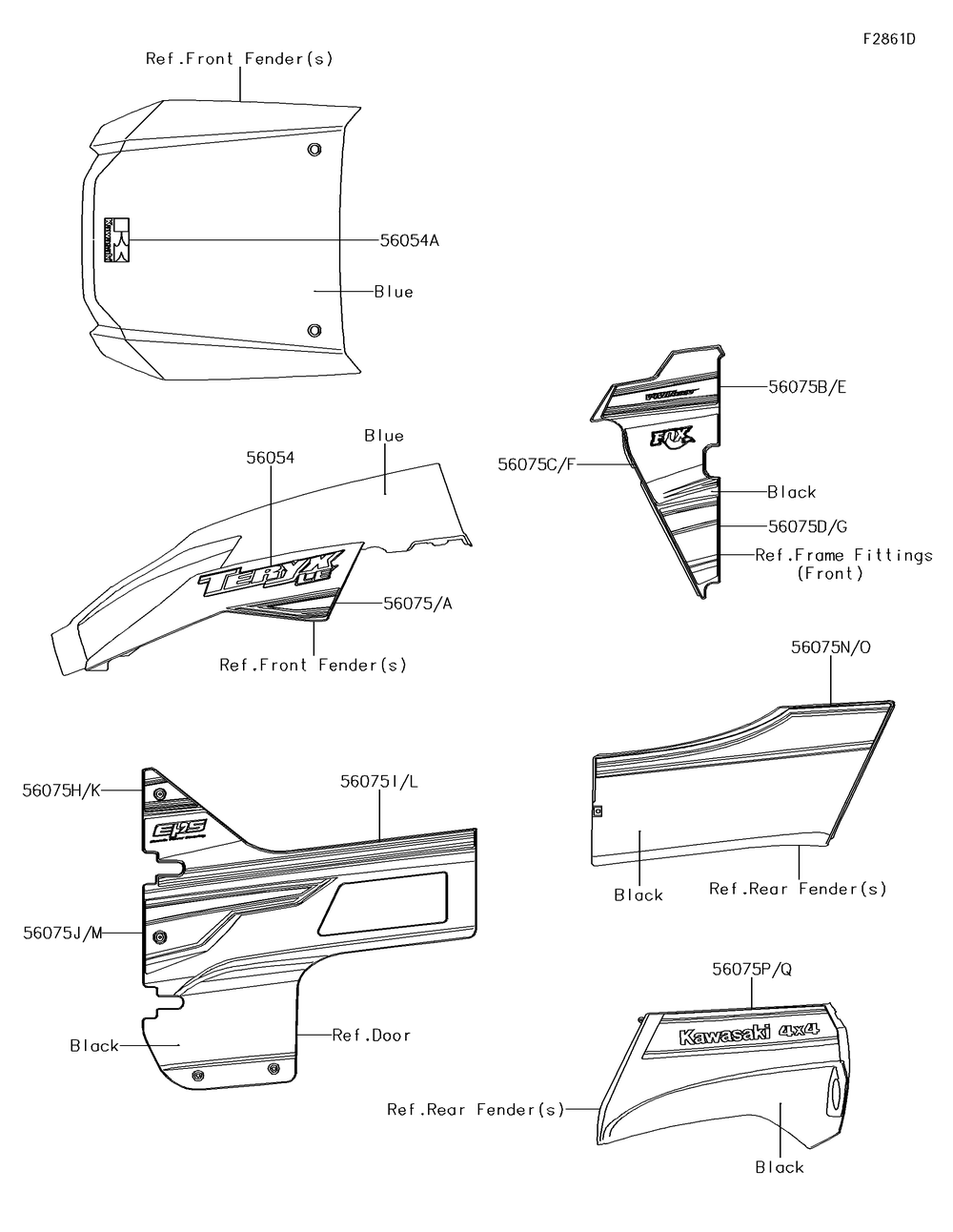 Decals(Blue)(Gjf) Diagram and Parts List for KRF800GJF 2018 Kawasaki Lawn Tractor Accessories